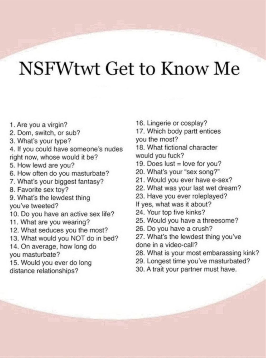 A NSFW Get to know me like for reply game.