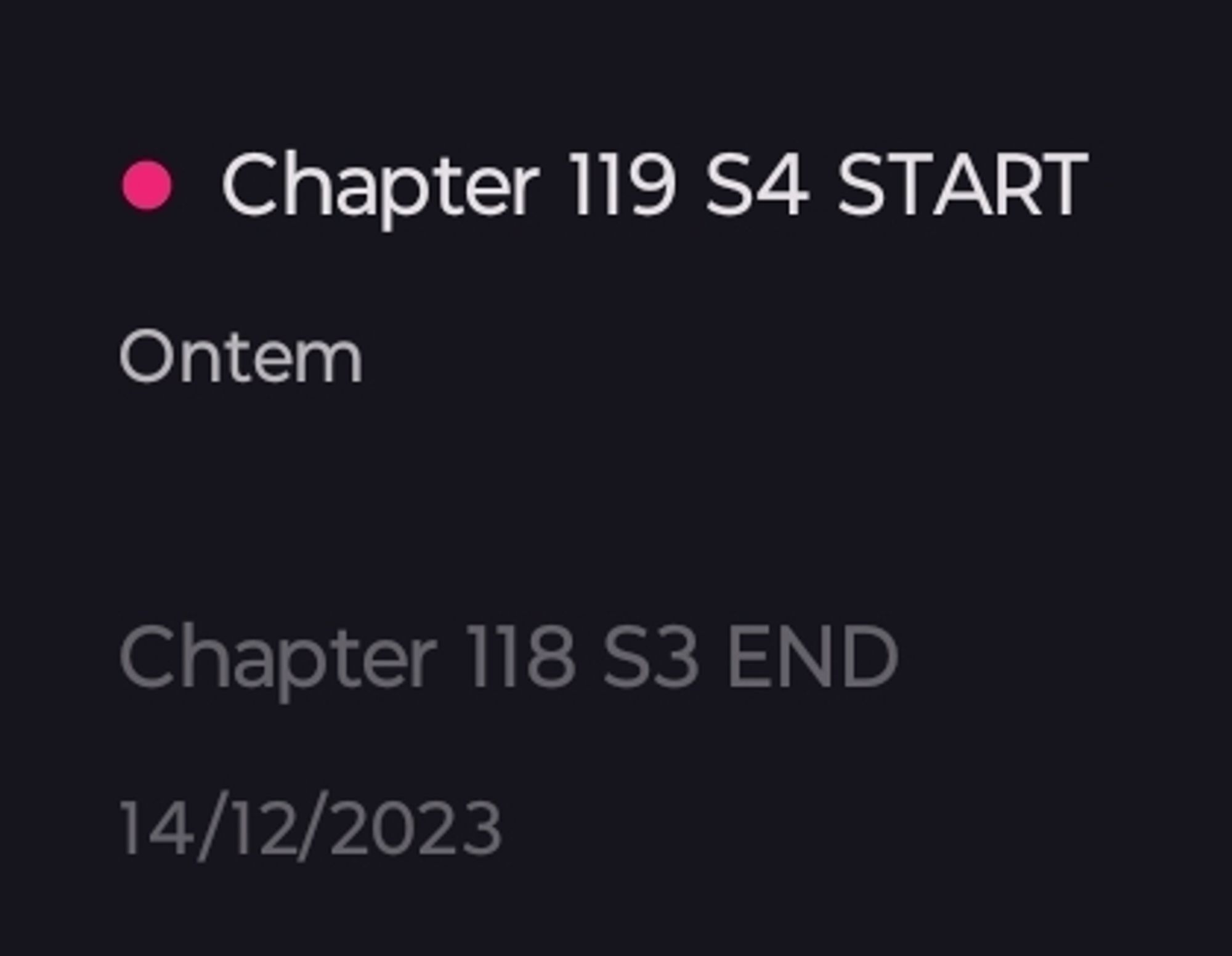 Chapter 119 was released yesterday, together with 3 more!