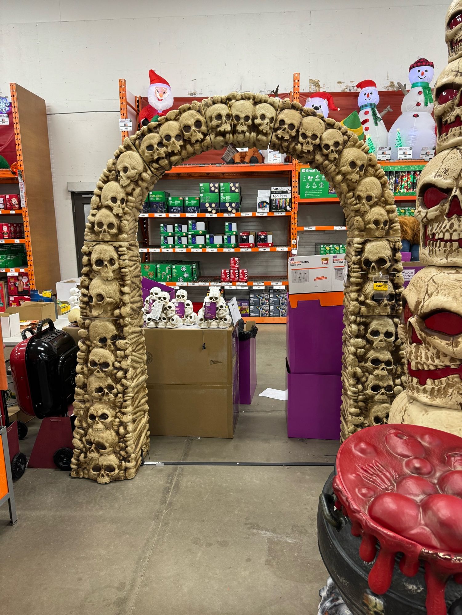 an arch made of bones in a home depot 