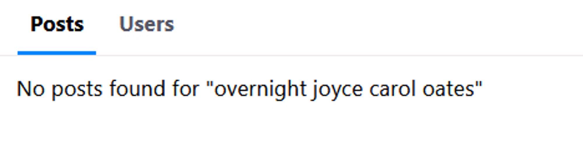 search: no posts found for "overnight joyce carol oates"