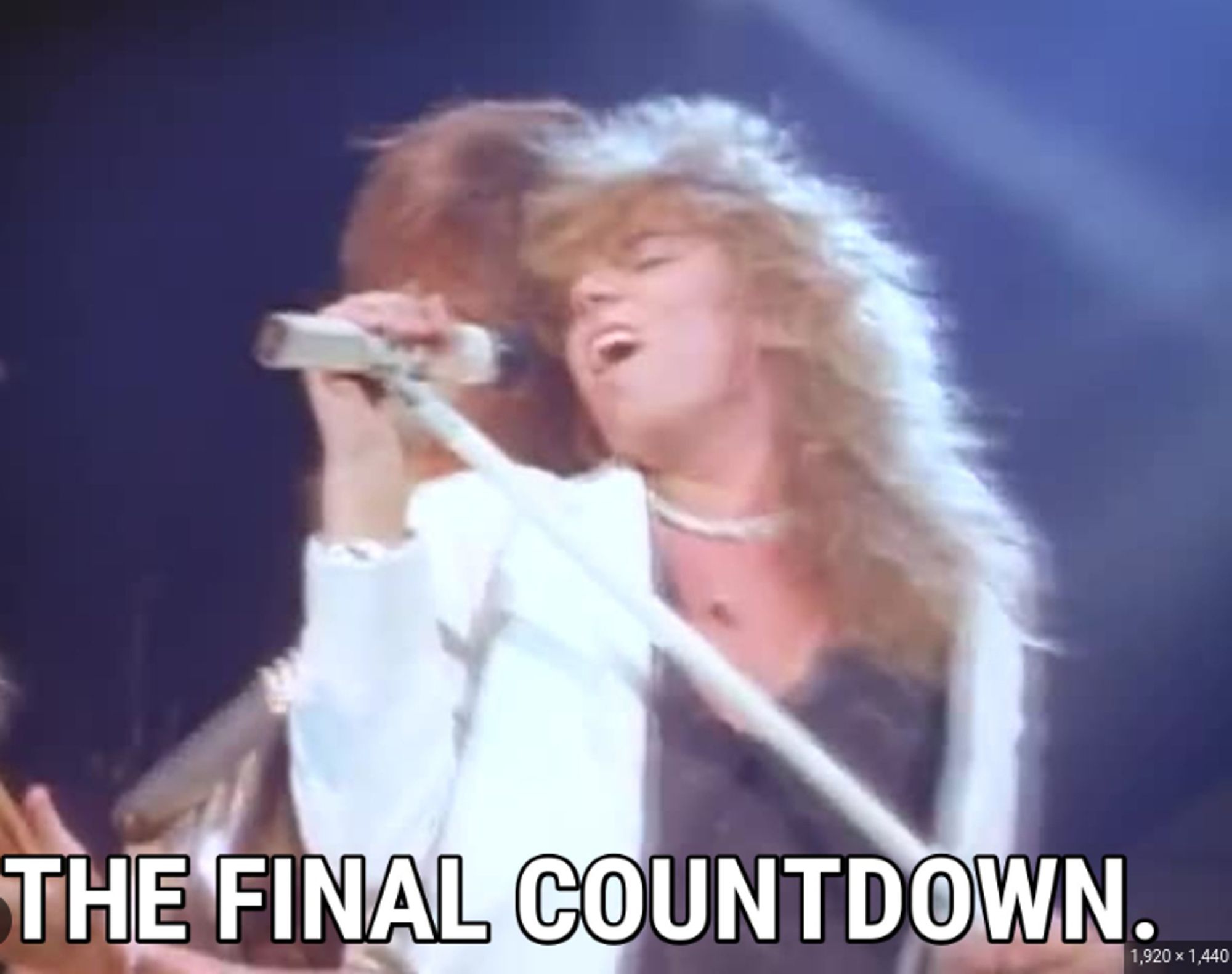 meme of the band Europe doing "The Final Countdown"