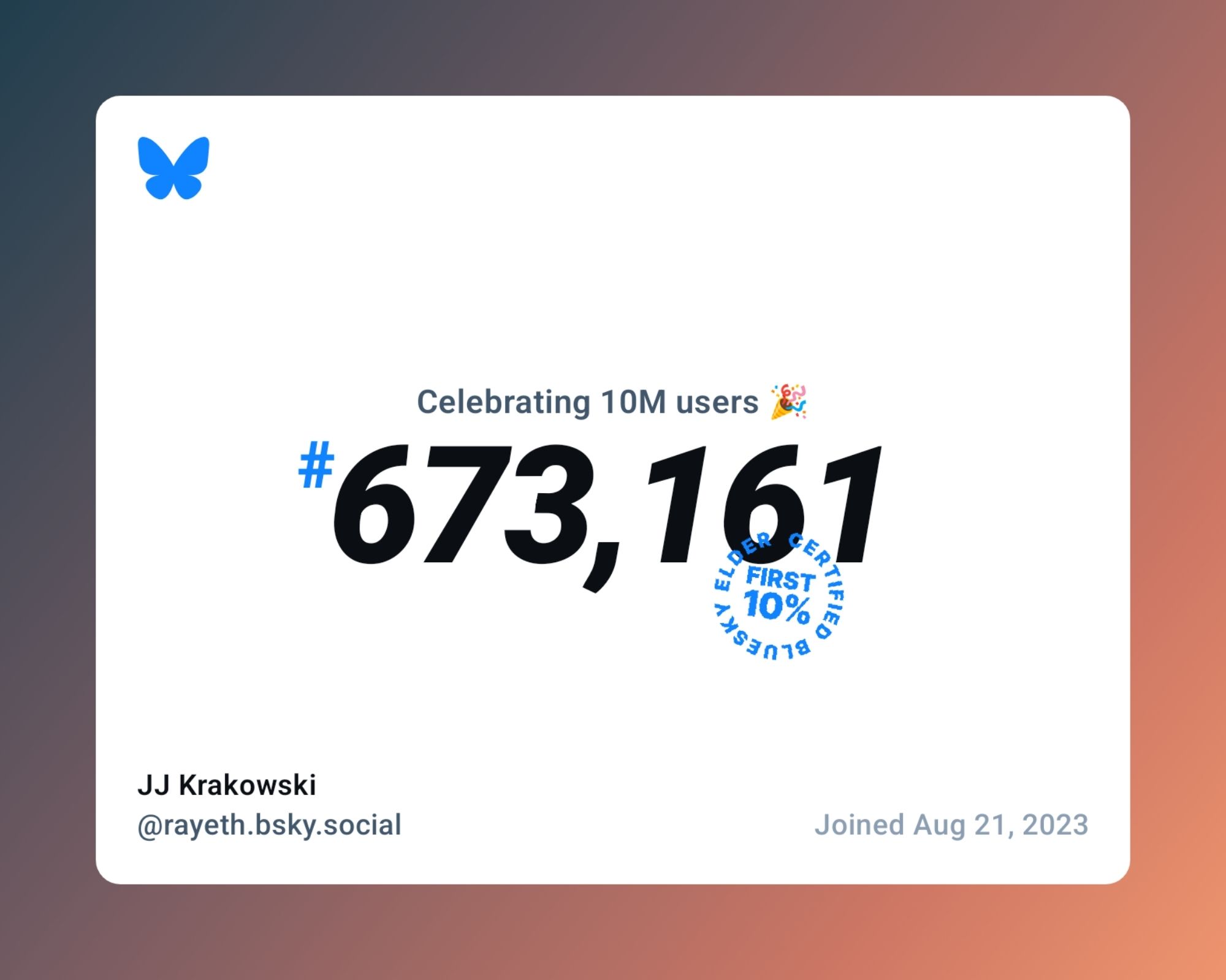 Image showing blue sky is celebrating 10 million users.  This user is #673161