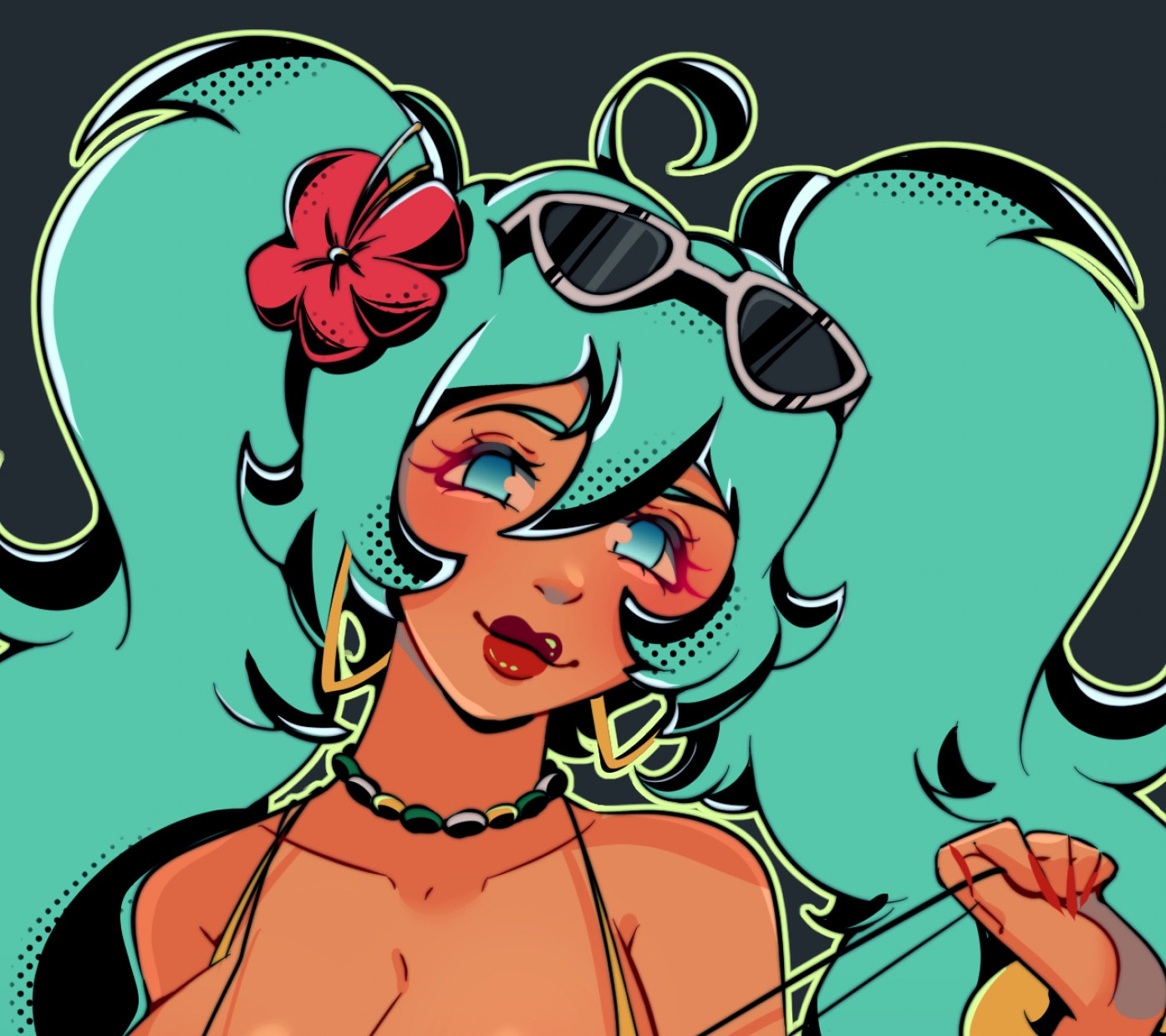 Illustration of Brazilian miku close up 
