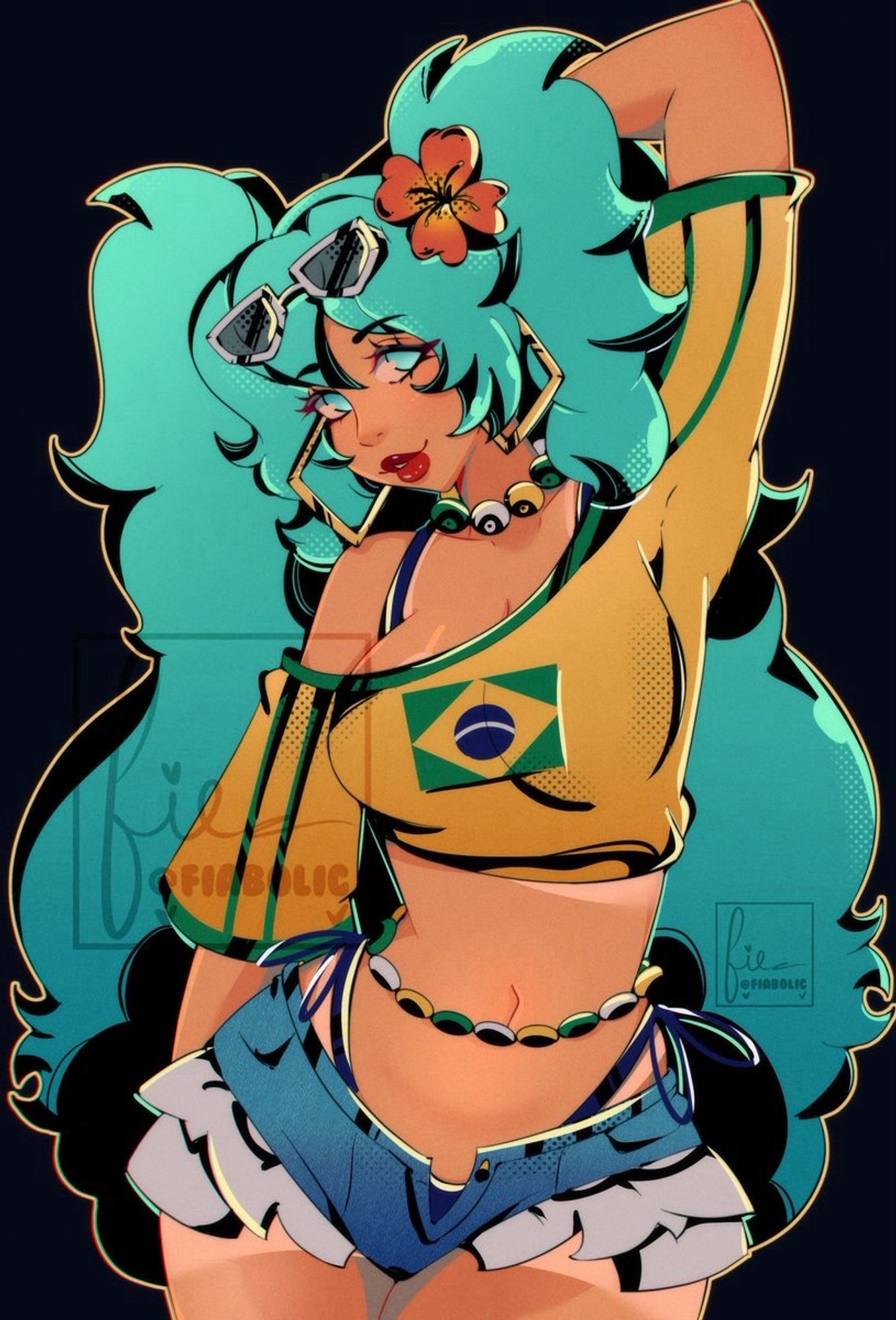 Illustration of Hatsune Miku in the Brazilian design style