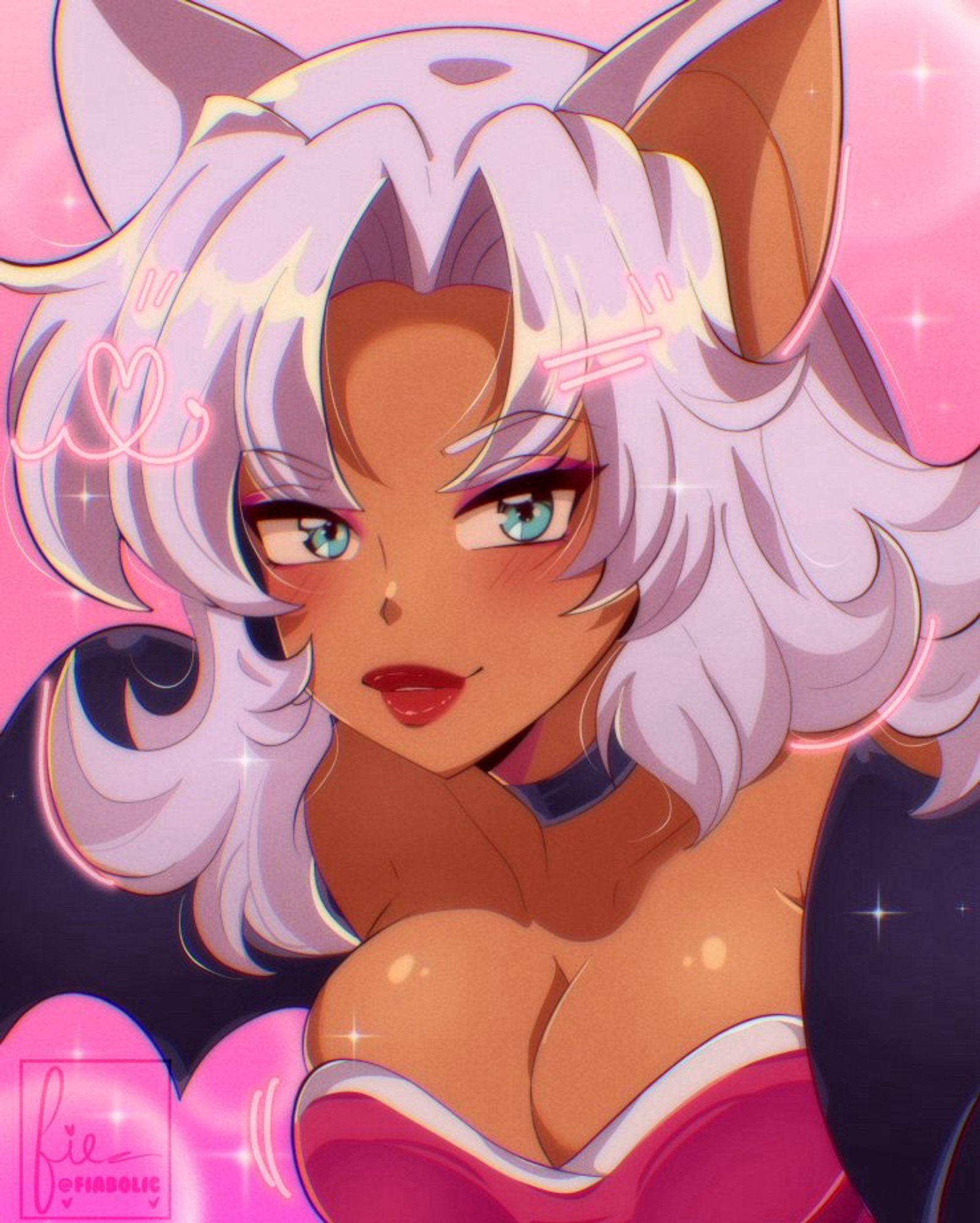 Close up on a humanoid rouge the bat in a retro anime style