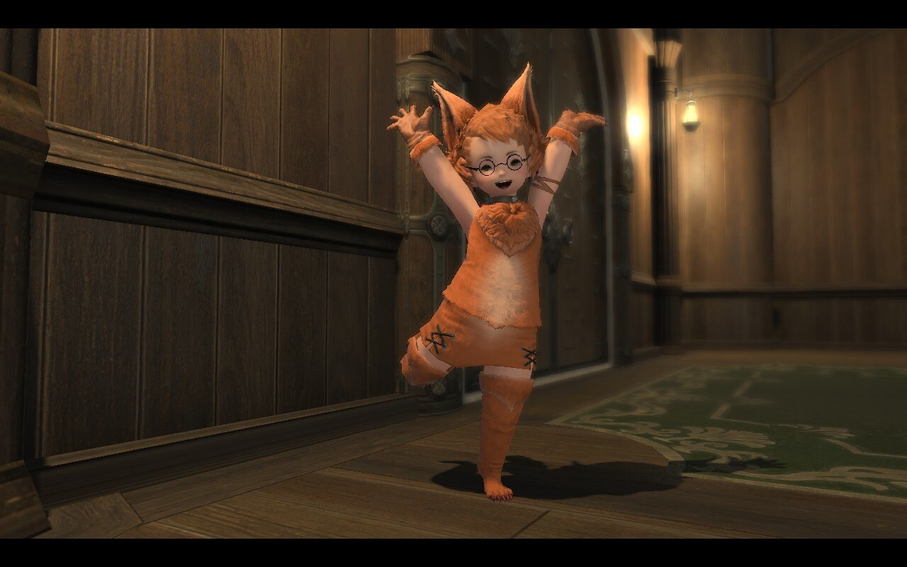 Photo of my final fantasy character. I am a lil orange werewolf/puppygirl