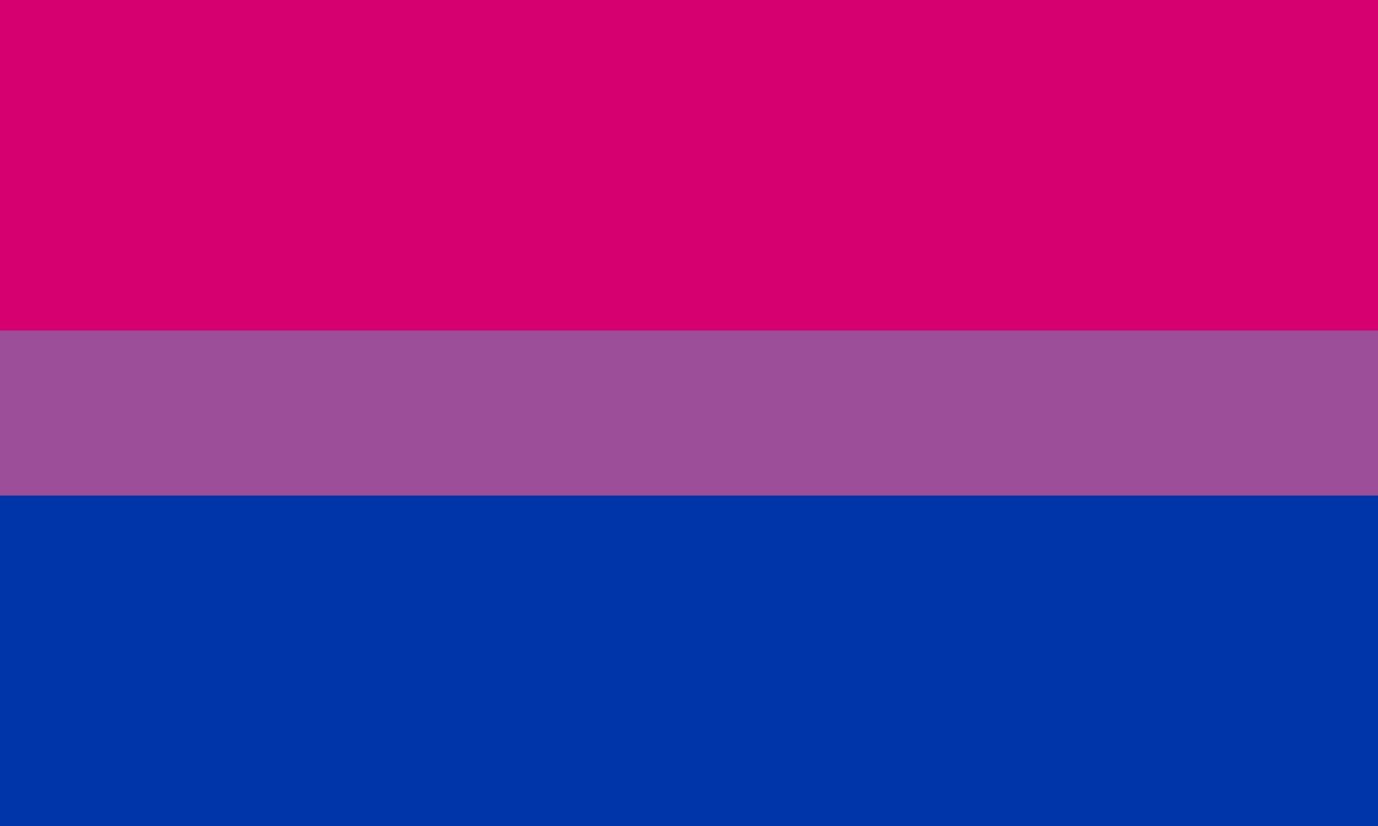 Bisexual Pride Flag (pink, purple, blue)
Source: wikimedia commons