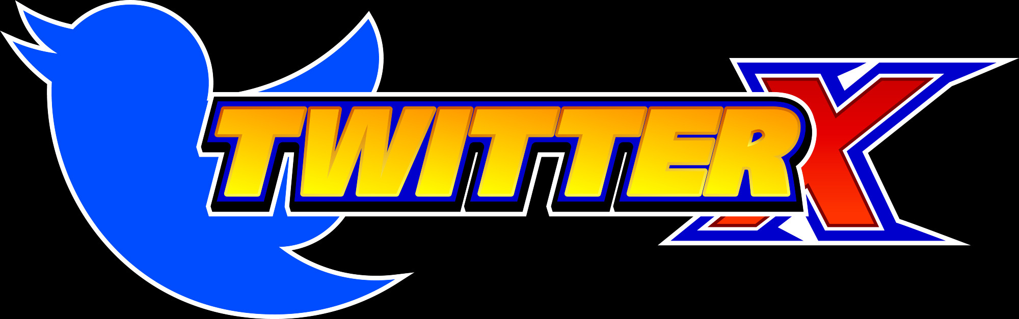 The Twitter X Logo in a Sonic X style.