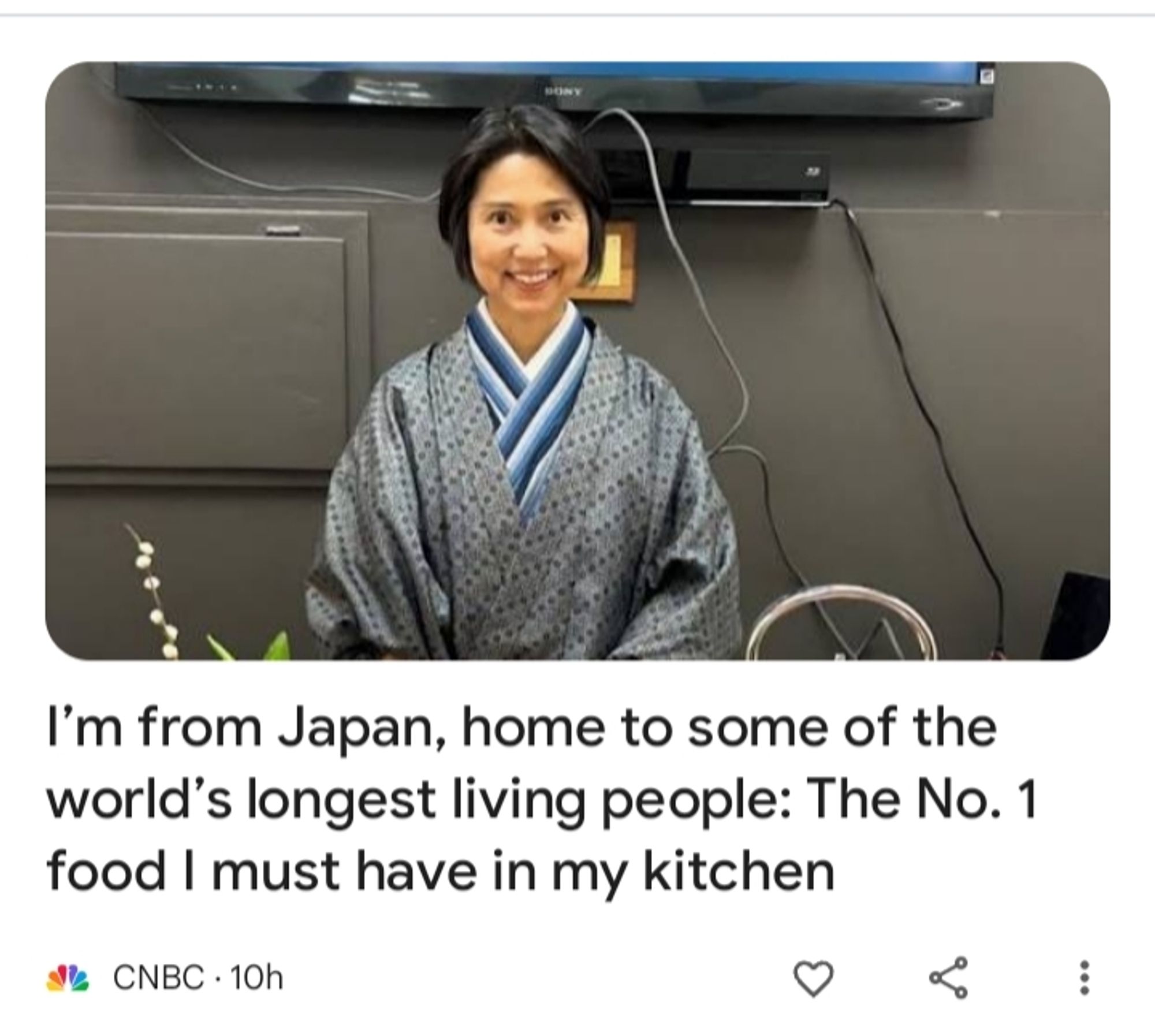 "I'm from Japan, home to some of the world's longest living people: the no. food I must have  in my kitchen"