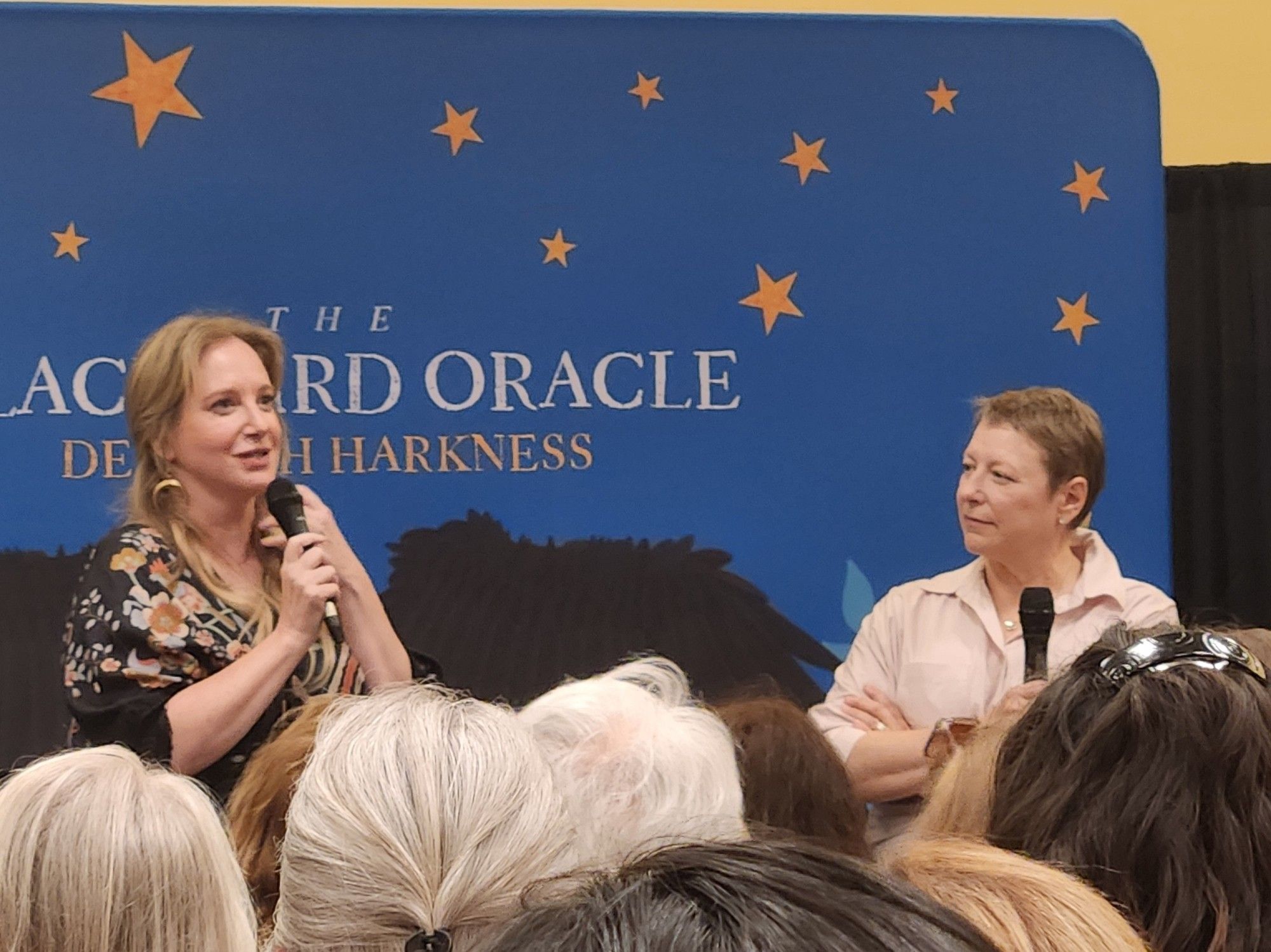 Authors Leigh Bardugo and Deborah Harkness at a book event