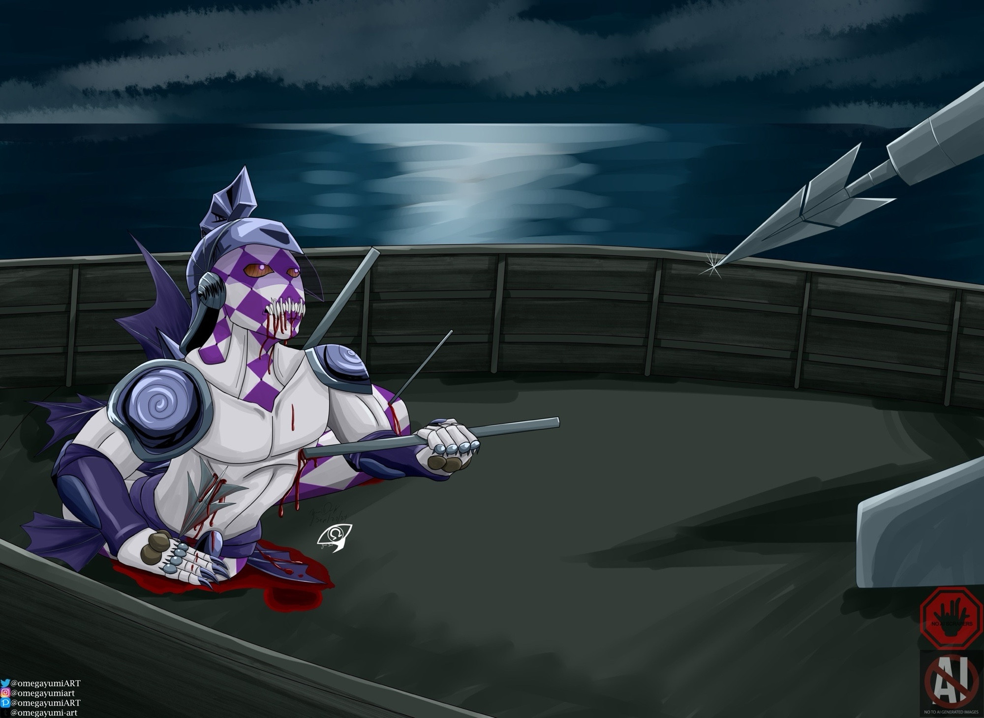 Mermaid Purple Haze got captured he heavily wounded but don’t worry he can heal fast so he survived 