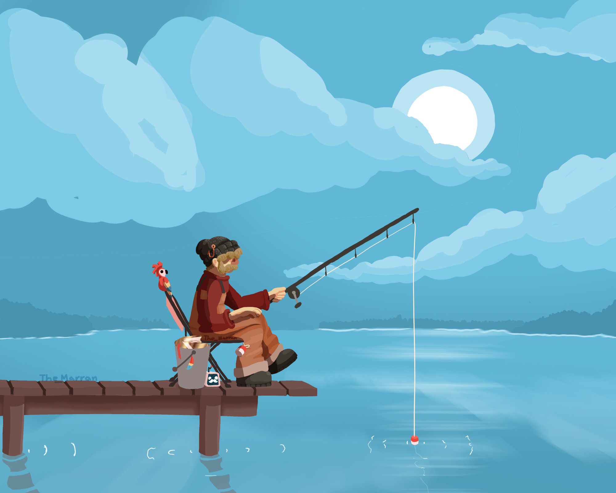 Grian in fishing attire fishing after books