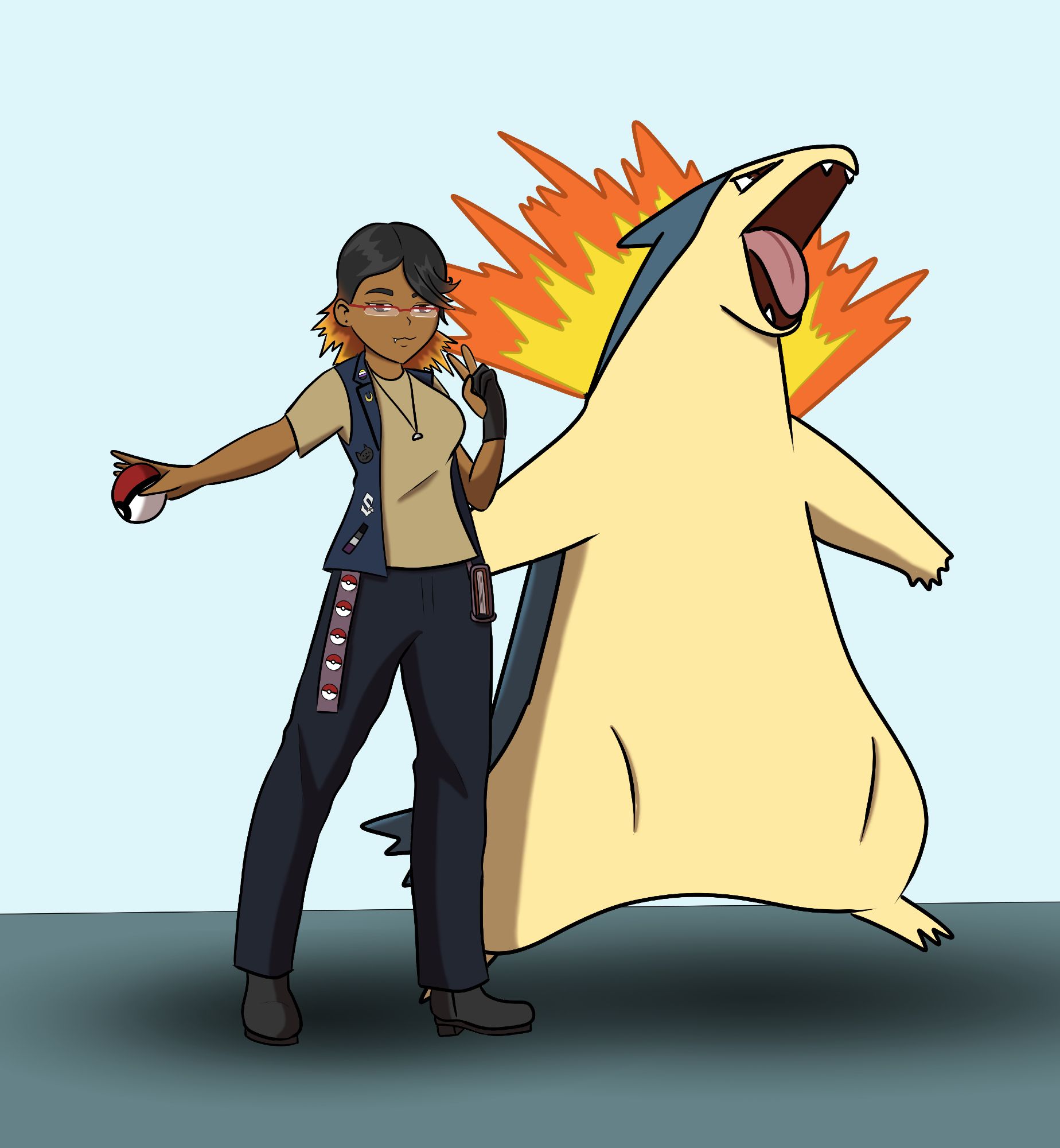 My Pokemon trainersona with my all time favorite Pokemon.