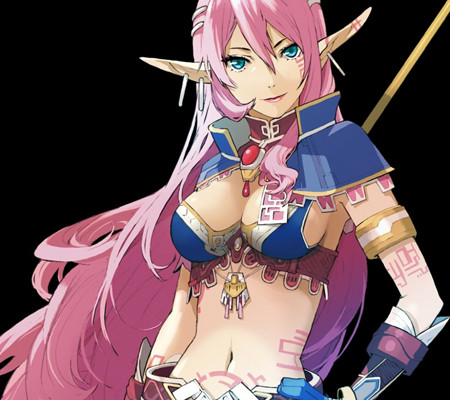 a pretty pink haired scantily clad elf sorceress. i apologize for nothing.