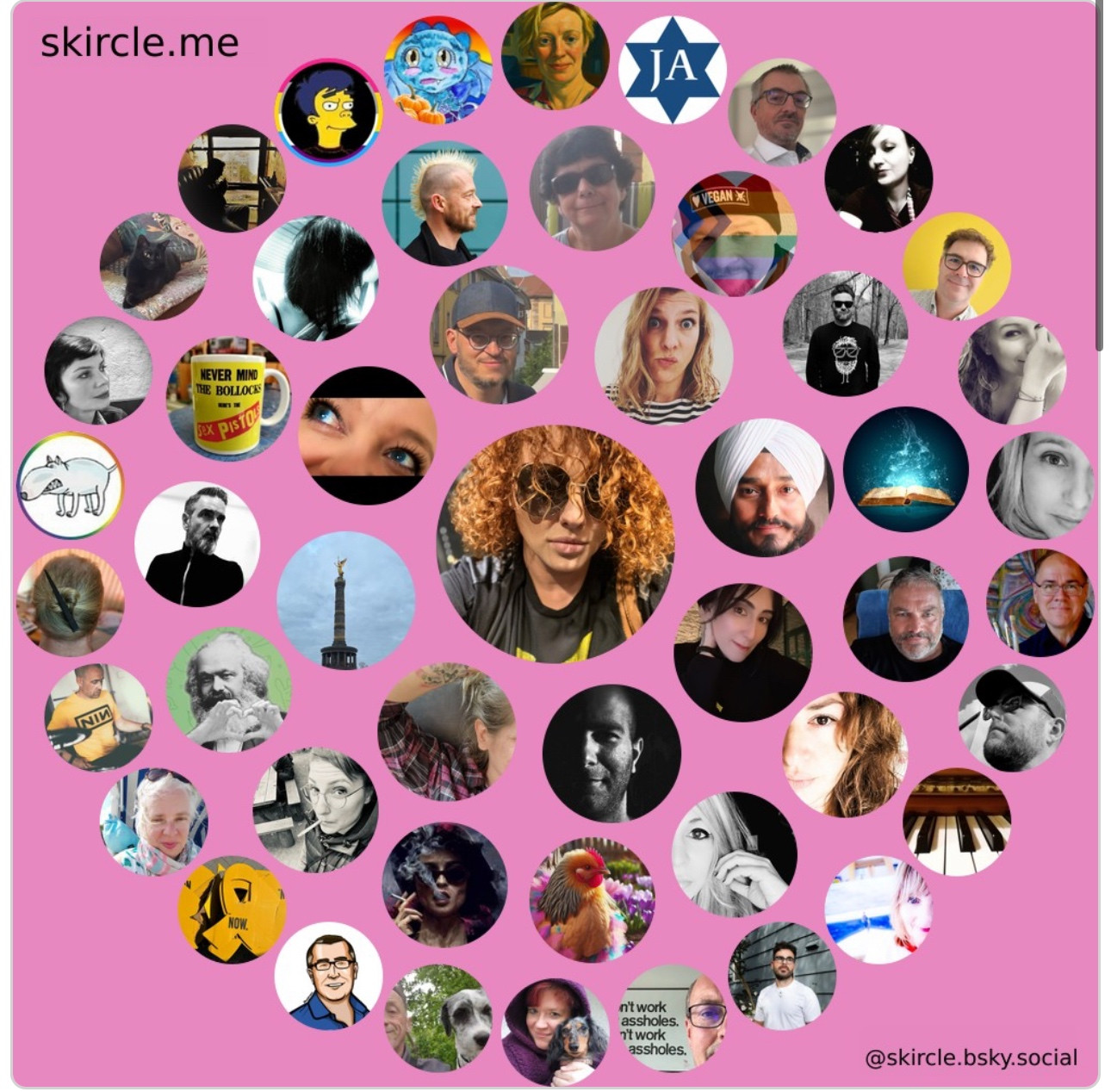 Wöchentlicher Skircle des Accounts, diese Woche mit pinkigem Hintergrund 