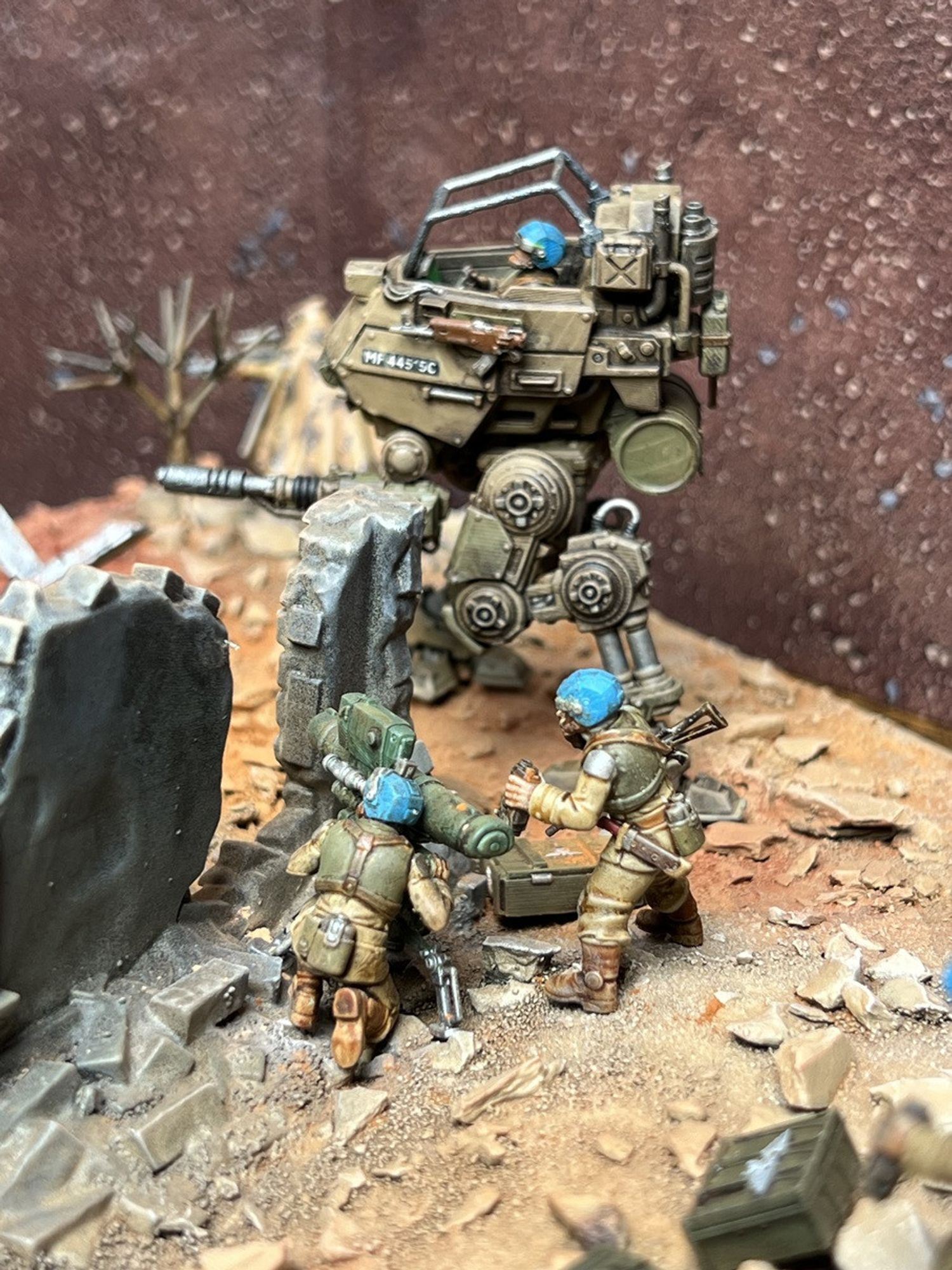 Scout Sentinel Walker and a two-man crewed anti-tank gun