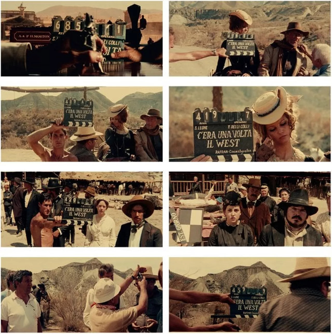 8 rares images from the filming of Sergio Leone, some showing the cinema clapperboards