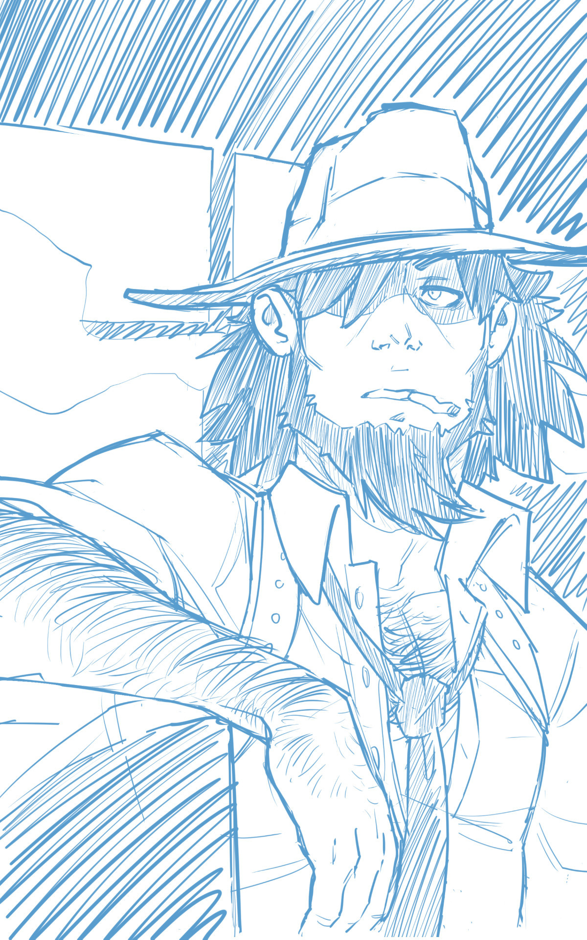 My sketch of Jigen from Lupin the Third, my favorite blorbo for making fan art