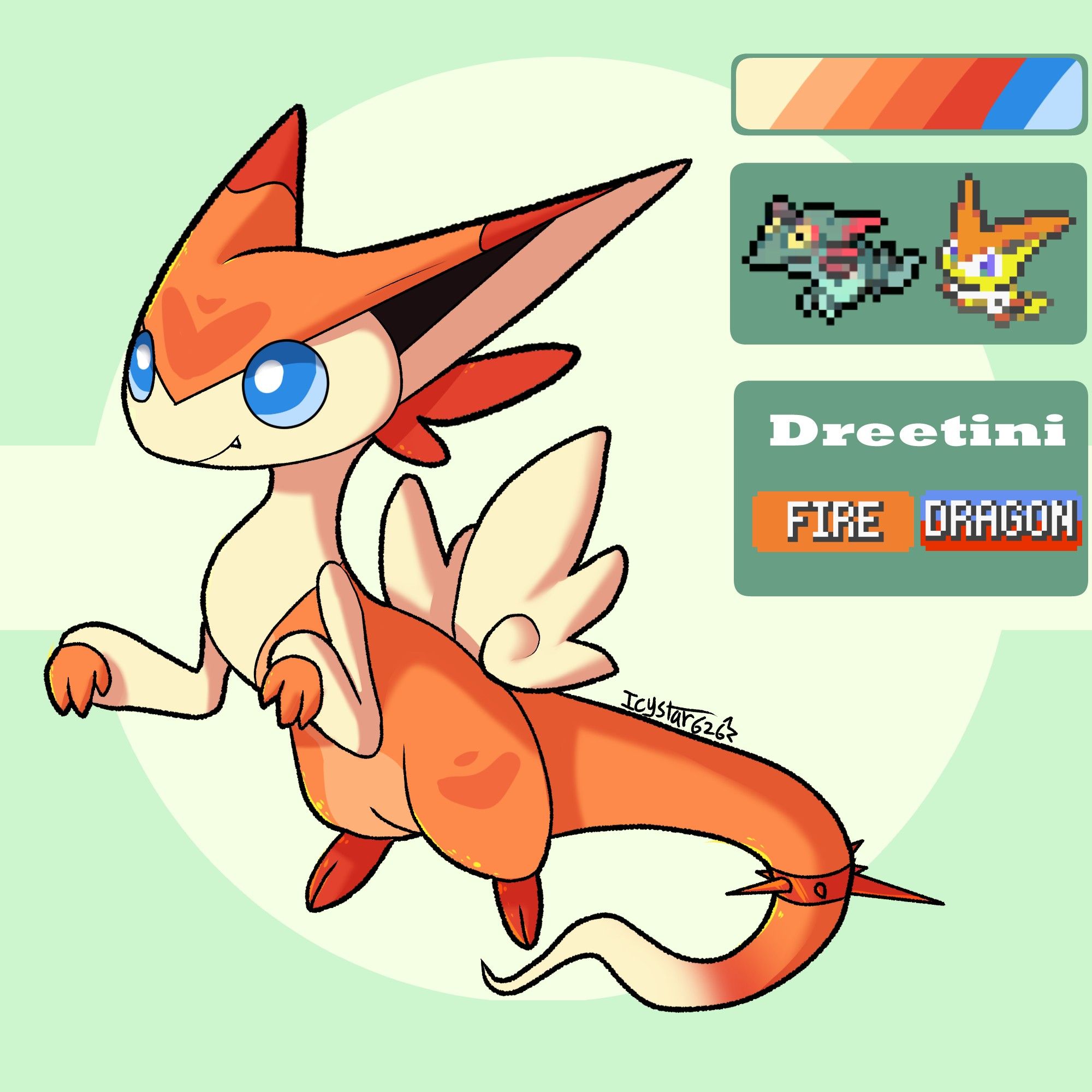 Dreepy + Victini pokemon fusion!