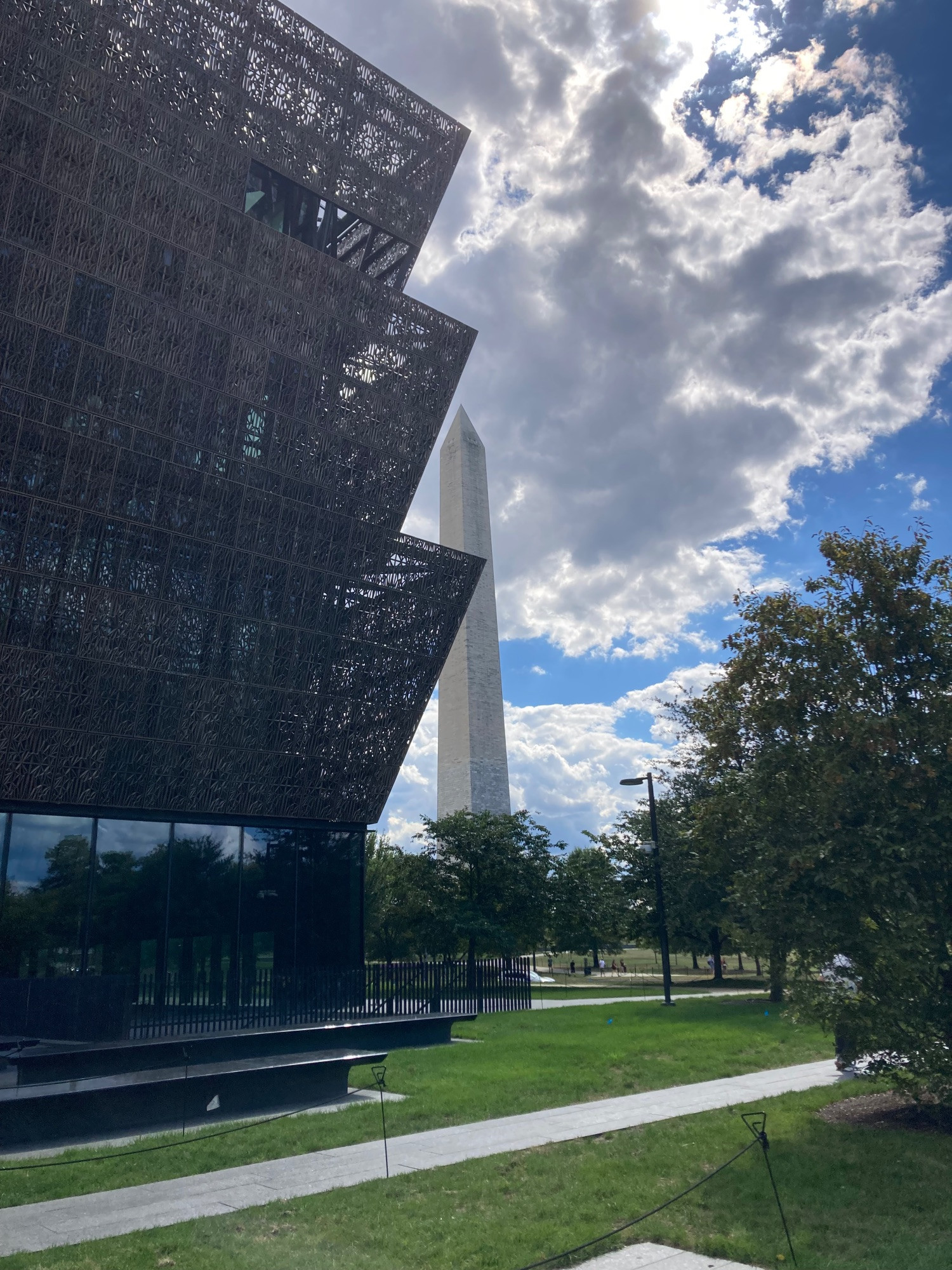 African American Museum of History with the Washington monument in the background. 