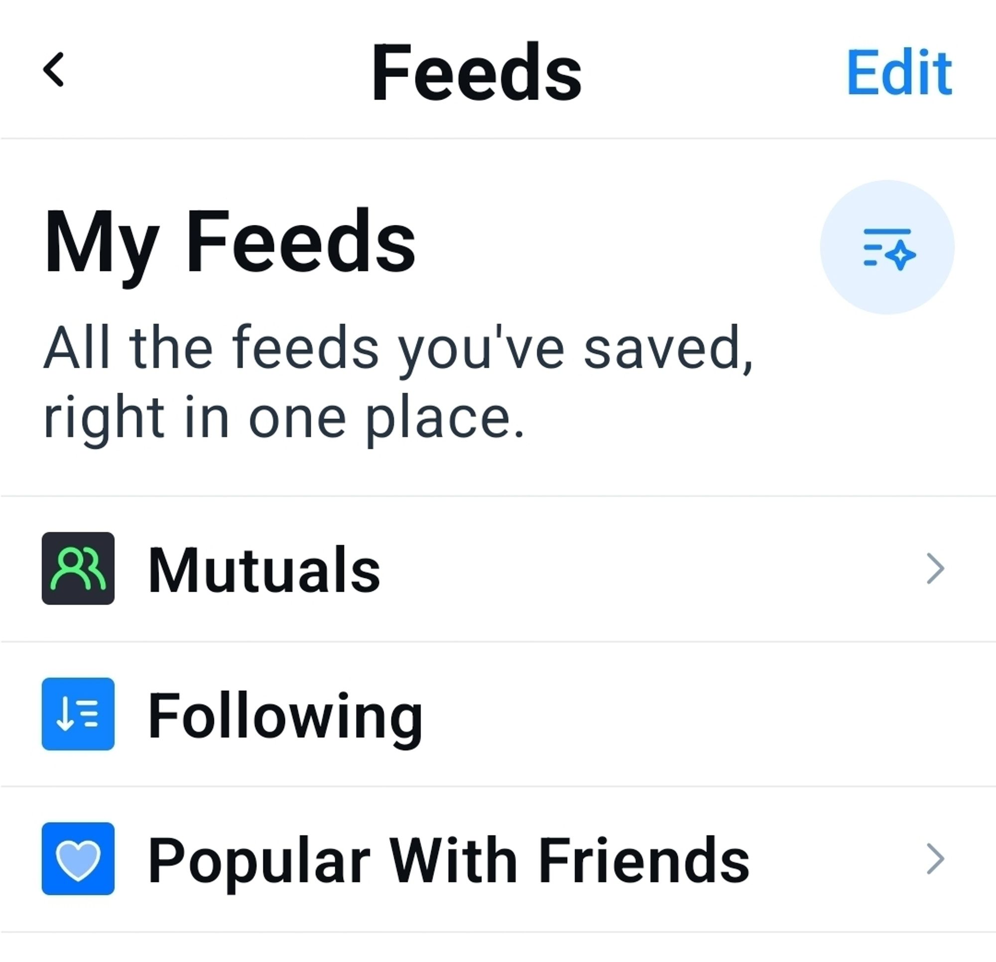 Screenshot of basic feeds