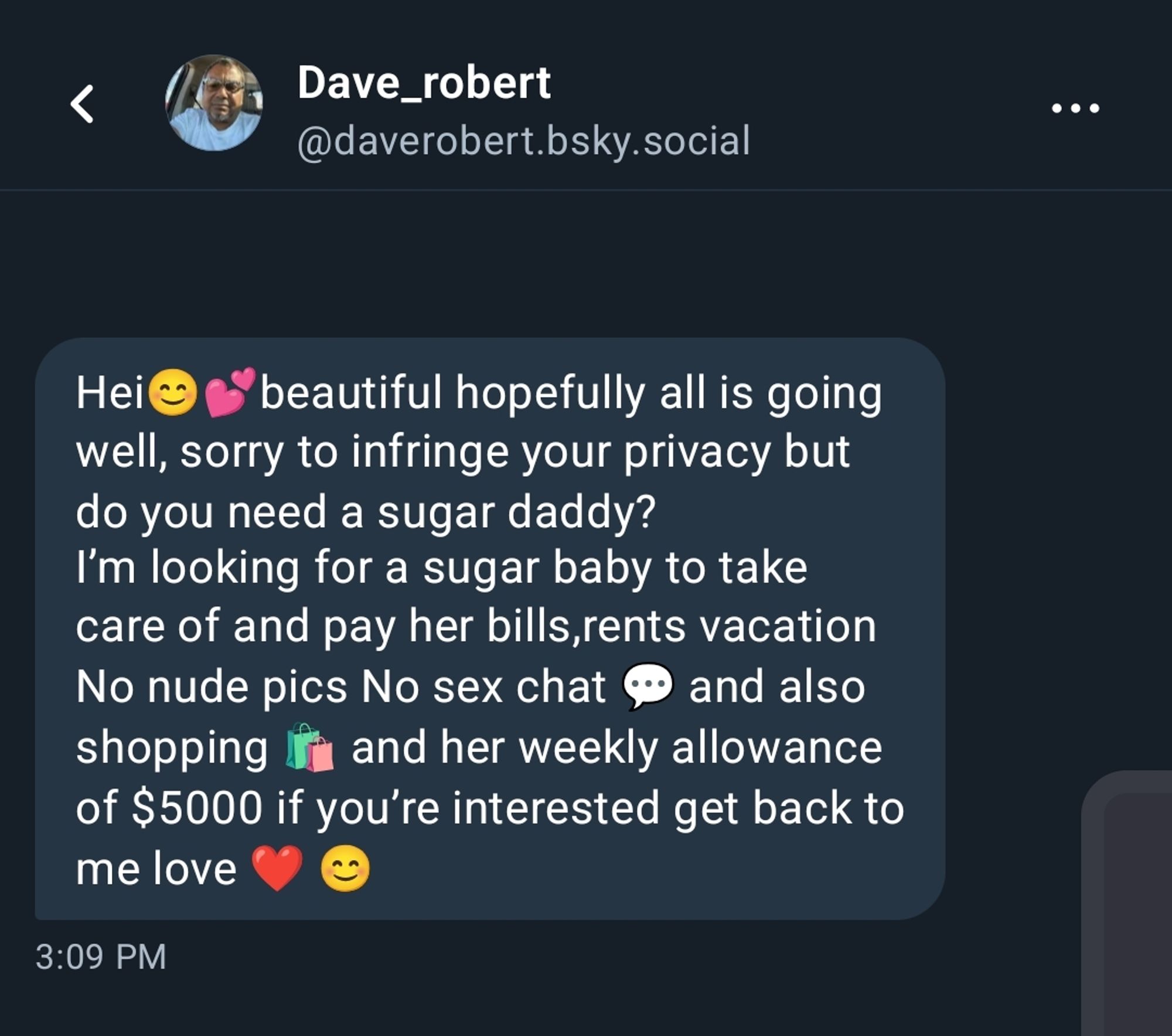 A fake sugar daddy DM