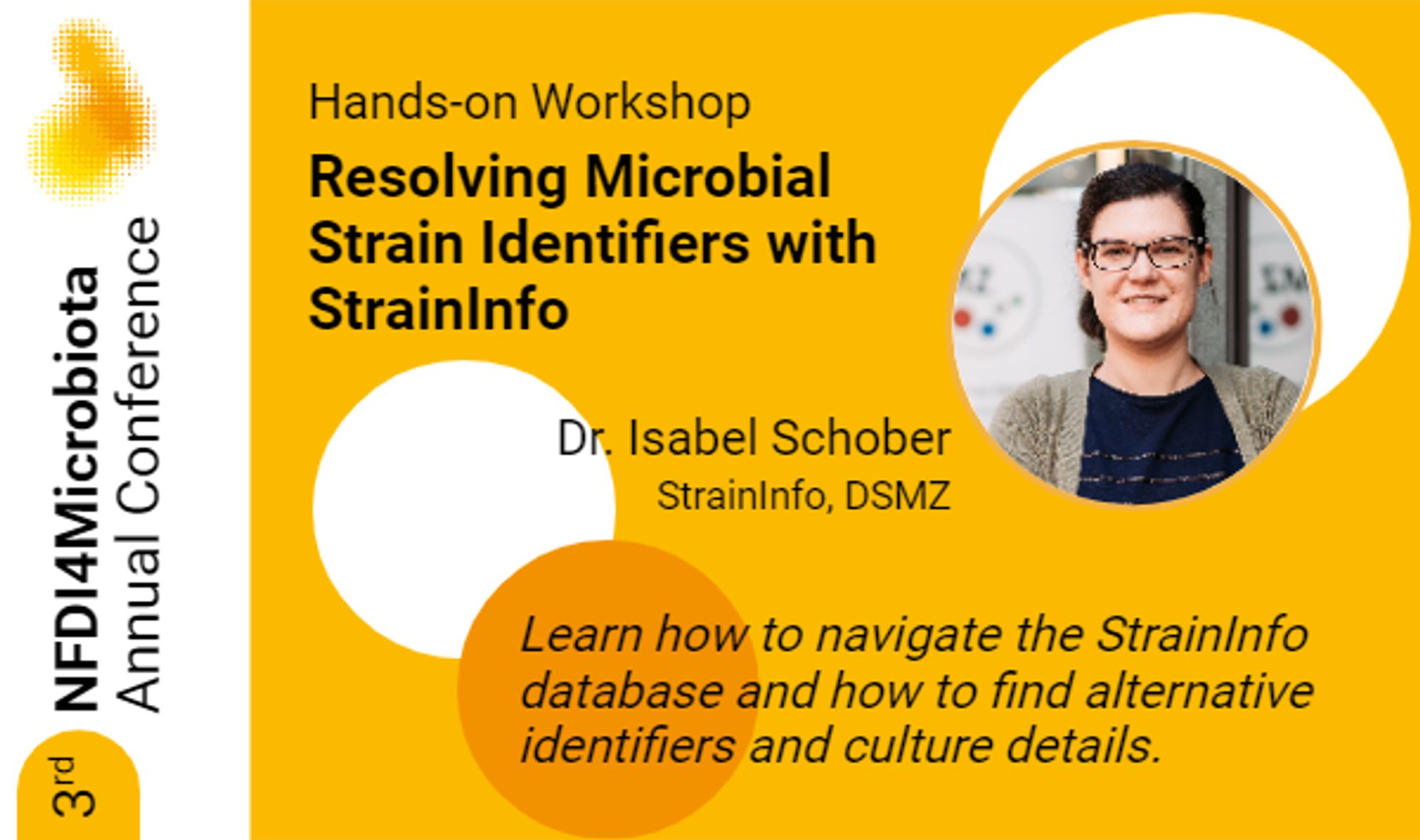 Join the Hands-on Workshop "Resolving Microbial Strain Identifiers with StrainInfo" at our Annual Conference on December 4 and 5. Dr. Isabel Schober will show you how to navigate the StrainInfo database and how to find alternative identifiers and culture details.