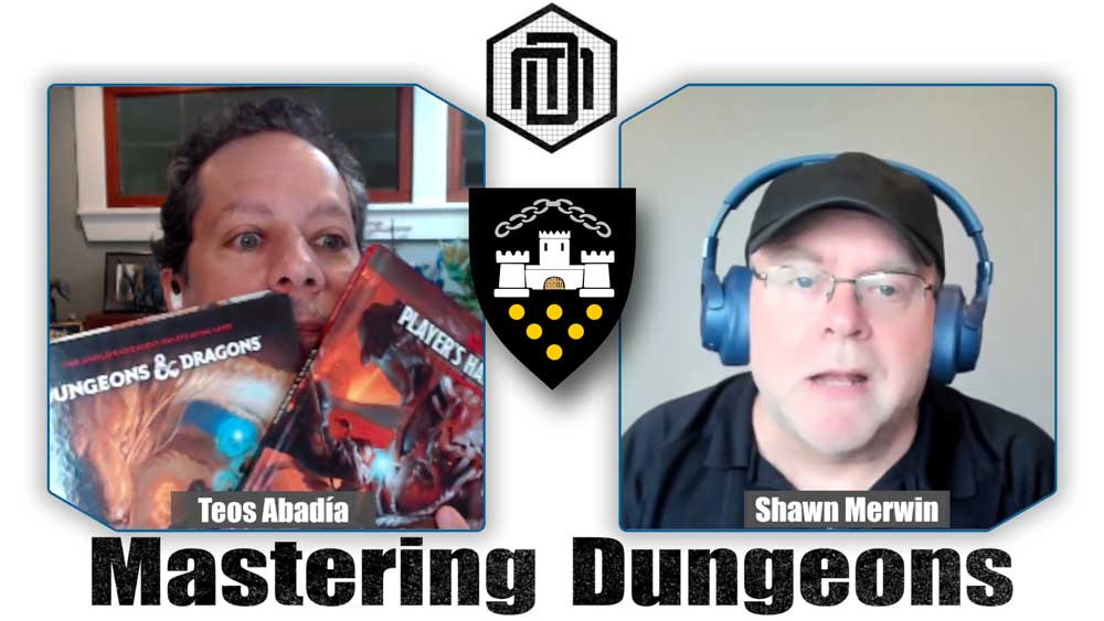 Shawn begins to compare D&D 2014 and 2024 as Teos holds up both books.