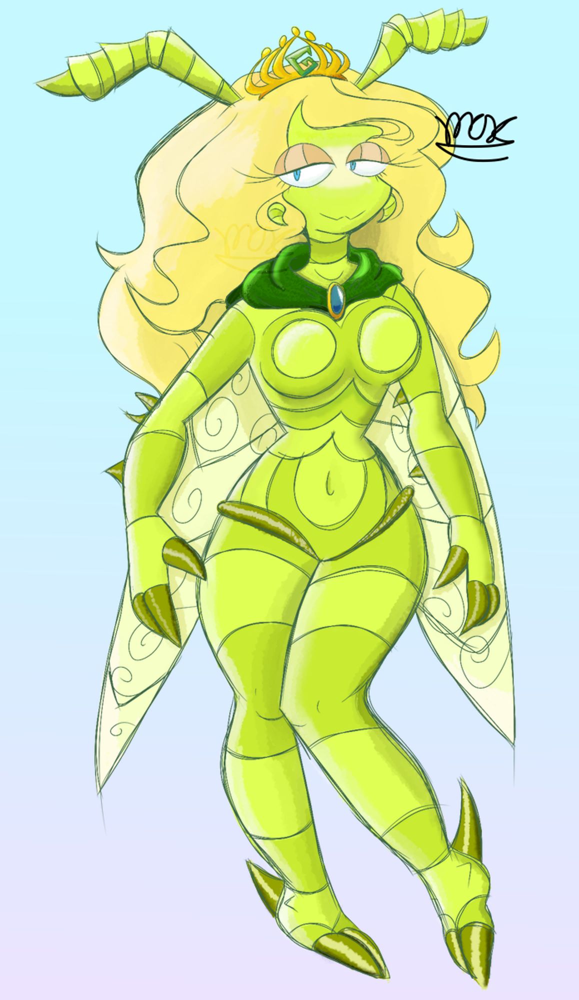 grasshoper queen oc by ditas
line art also by ditas