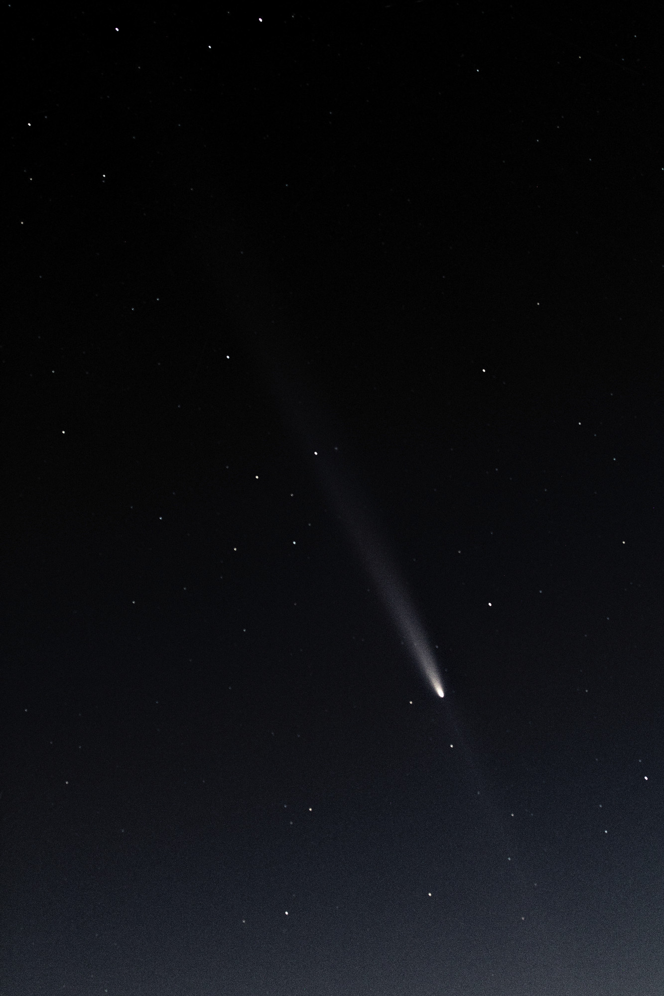 Close up of Comet C/2023 A3 Tsuchinshan-ATLAS through a 200mm telephoto lens. Interesting that there seems to be a faint comet dust tail *ahead* of the comet's core.

Exposure: 8s
ISO: 100
F-Stop: 2.8
Focal: 70mm