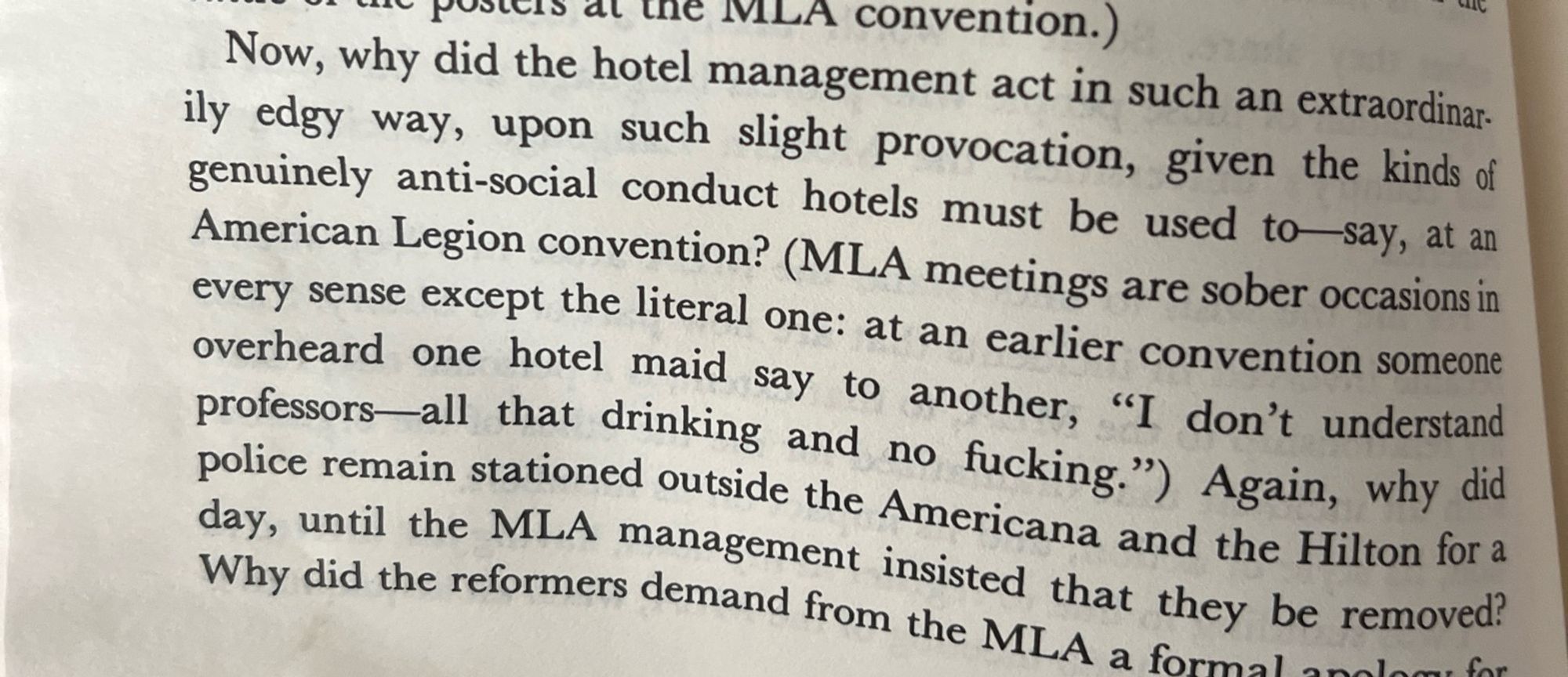 Passage from Ohmann’s ENGLISH IN AMERICA “I don’t understand professors—all that drinking and no fucking”