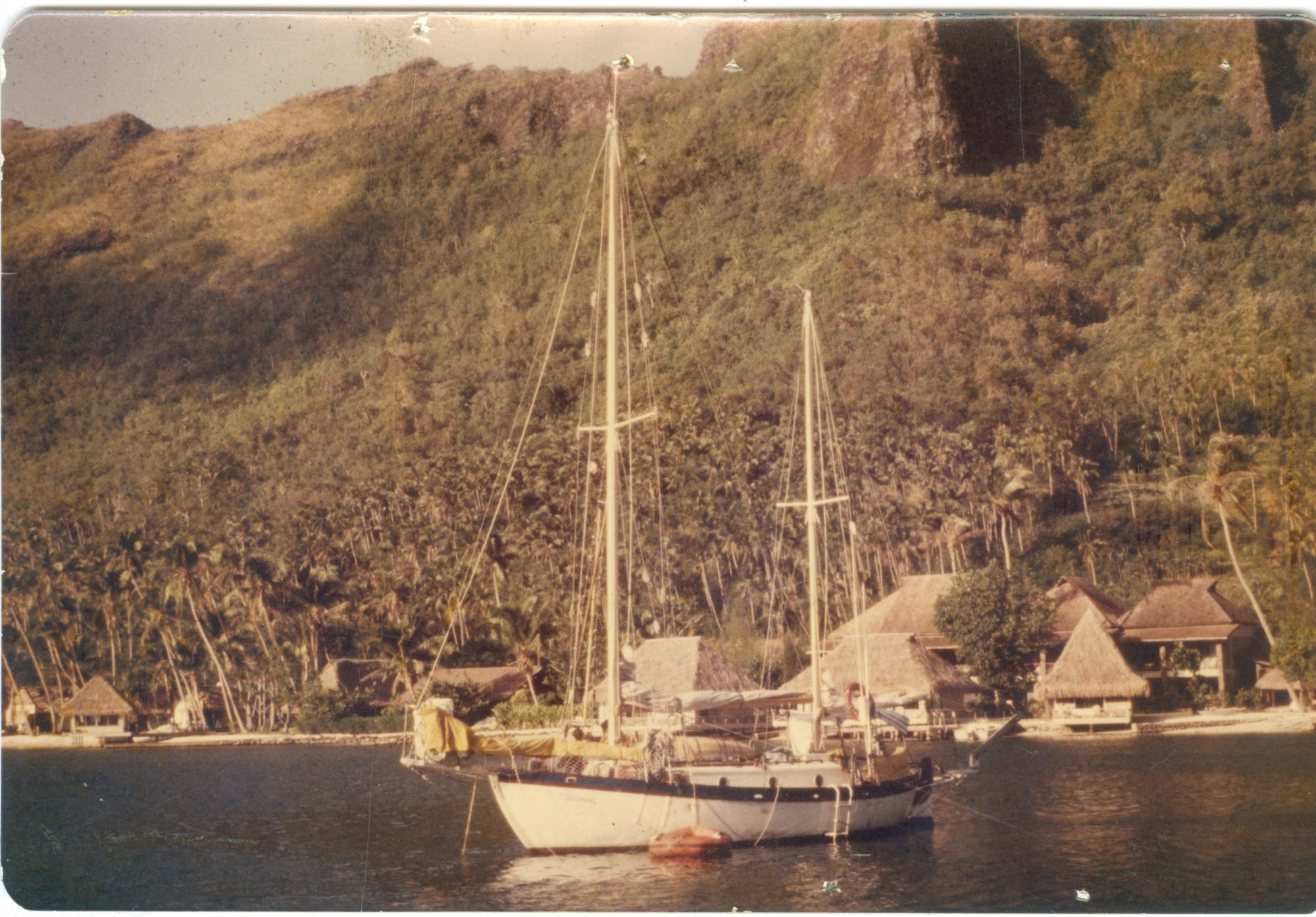 Sailboat anchored in Mo'orea