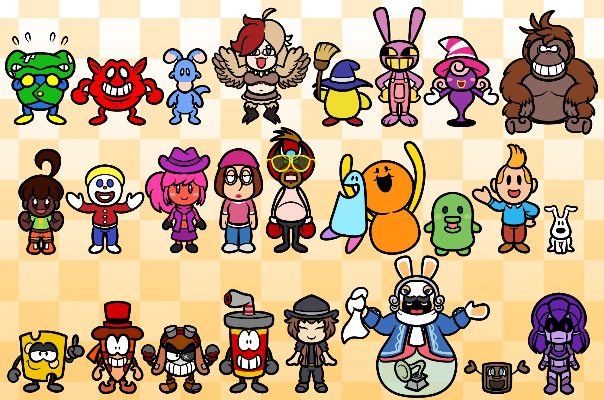 ROW 1: Irving Bobbins, Pepperoni Goblin, Blumaroo, Harpy Nichole, Broom Hatter, Jax, Vivian, Monkae

ROW 2: Sam, Mr. Bill, Jeltrina, Meg Griffin, Senor Cardgage, Boggo, Boe, Kuchipatchi, Tintin, Snowy

ROW 3: Chez, Pizzar, Pinball, Zoda, Lydia Mastiff, Phantom, Tiny Box Tim, L31-Droid