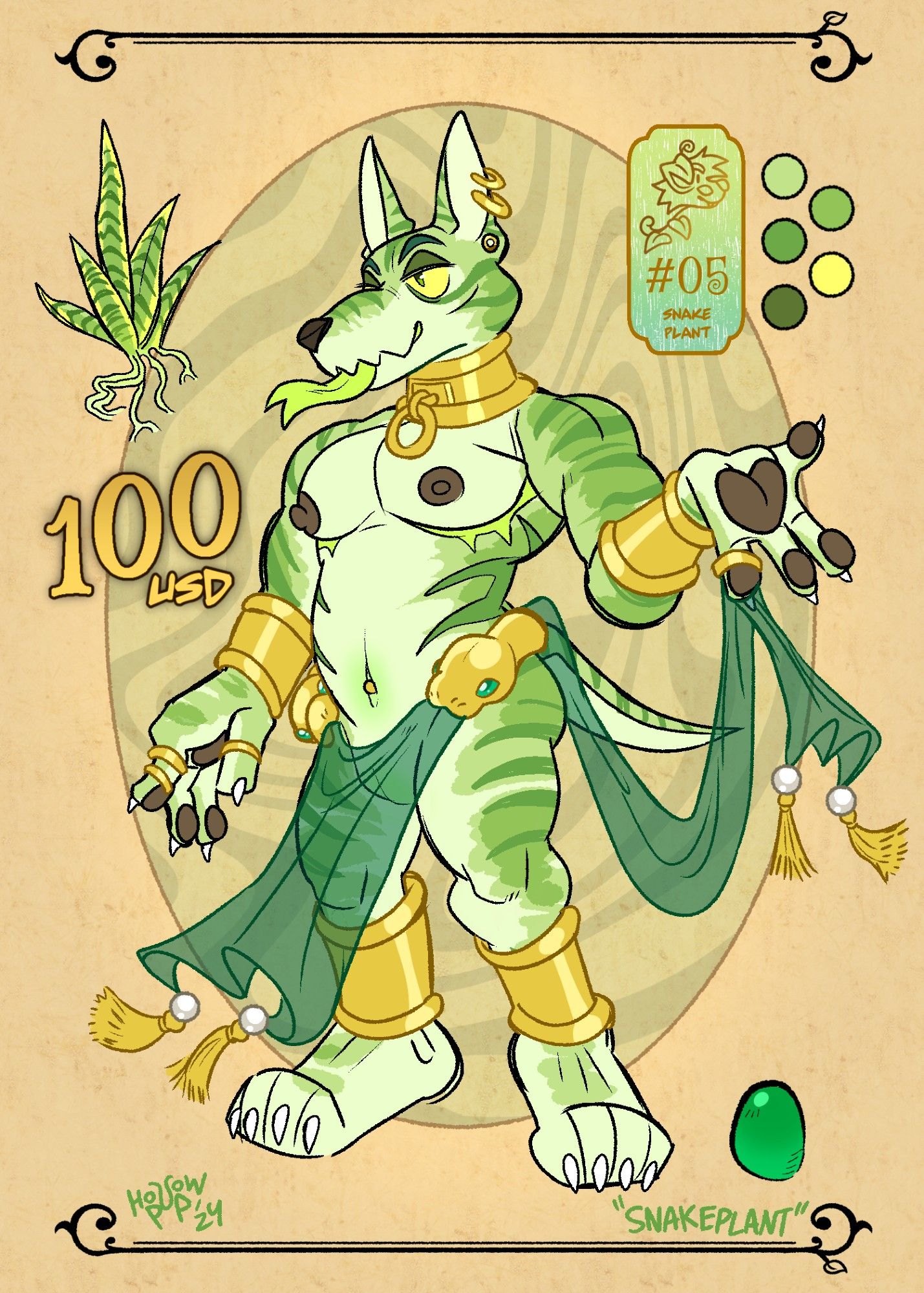 Snakeplant is the 5th Faedog i've catalogued so far. He is a prince from an studious kingdom of fae ruled by a charismatic serpent emperor. He also acts as the emperor's advisor.