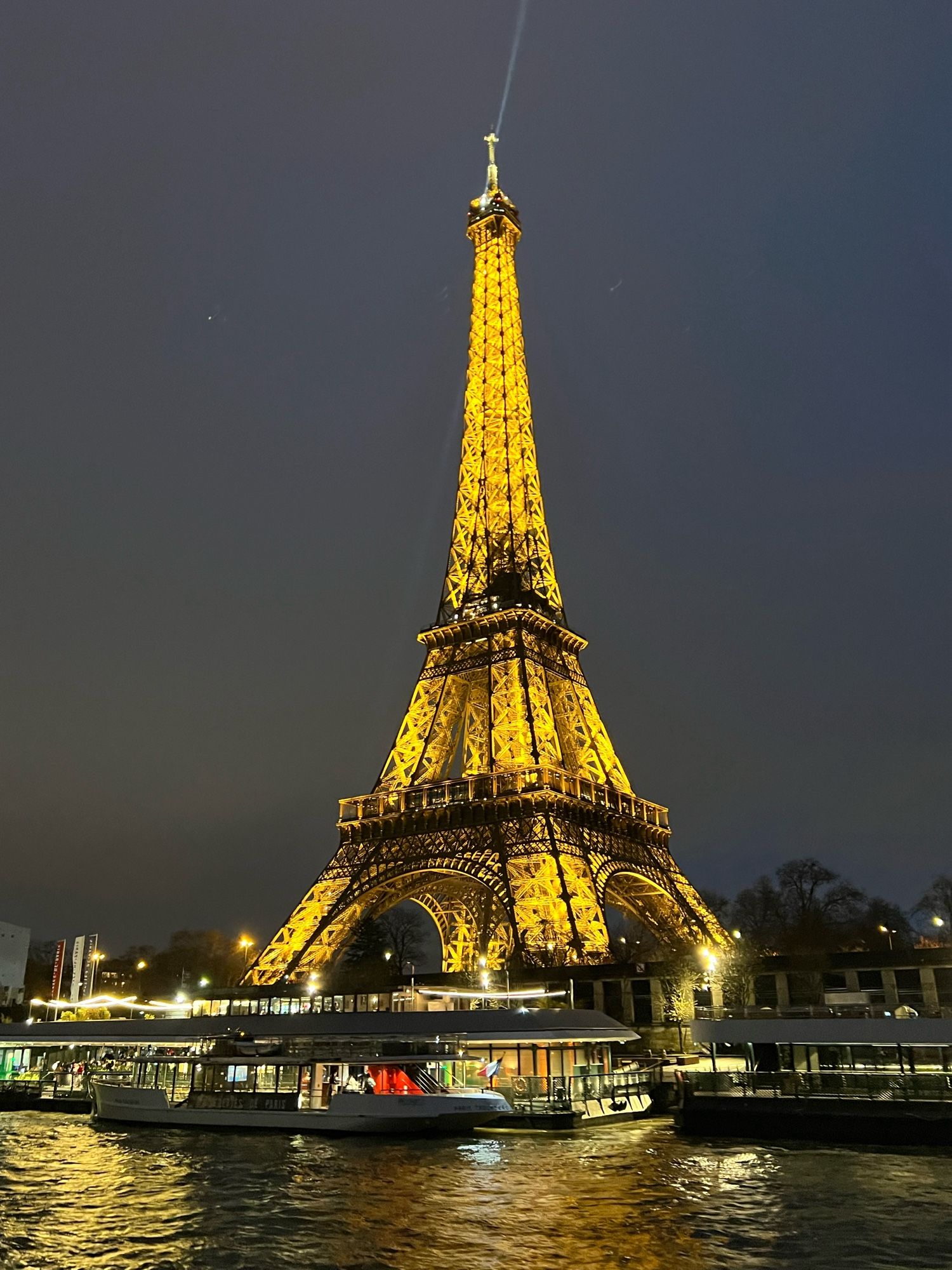 The Eiffel Tower illuminated at night