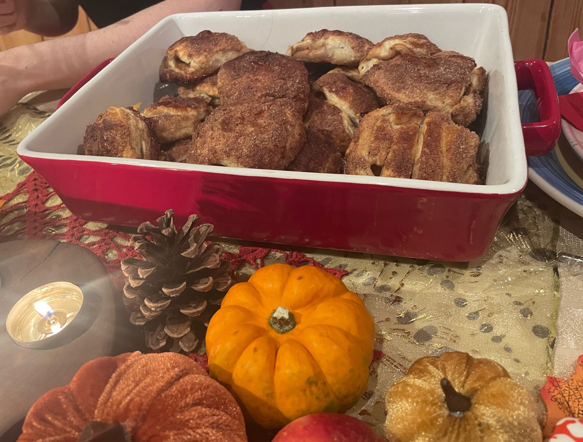 Pastries and a pumpkin table display