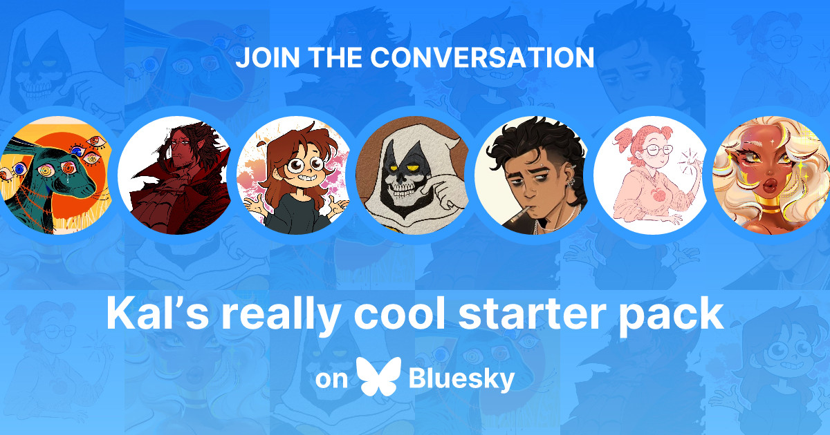 Image of various account icons titled “join the conversation” and text below it that says “Kal’s really cool starter pack” 