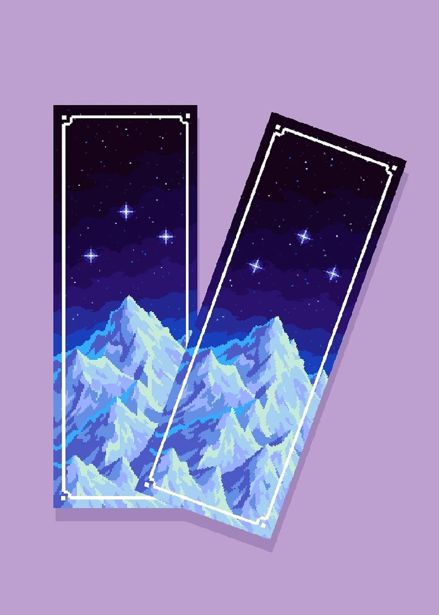 Acotar inspired bookmark with mountains and a starry night sky