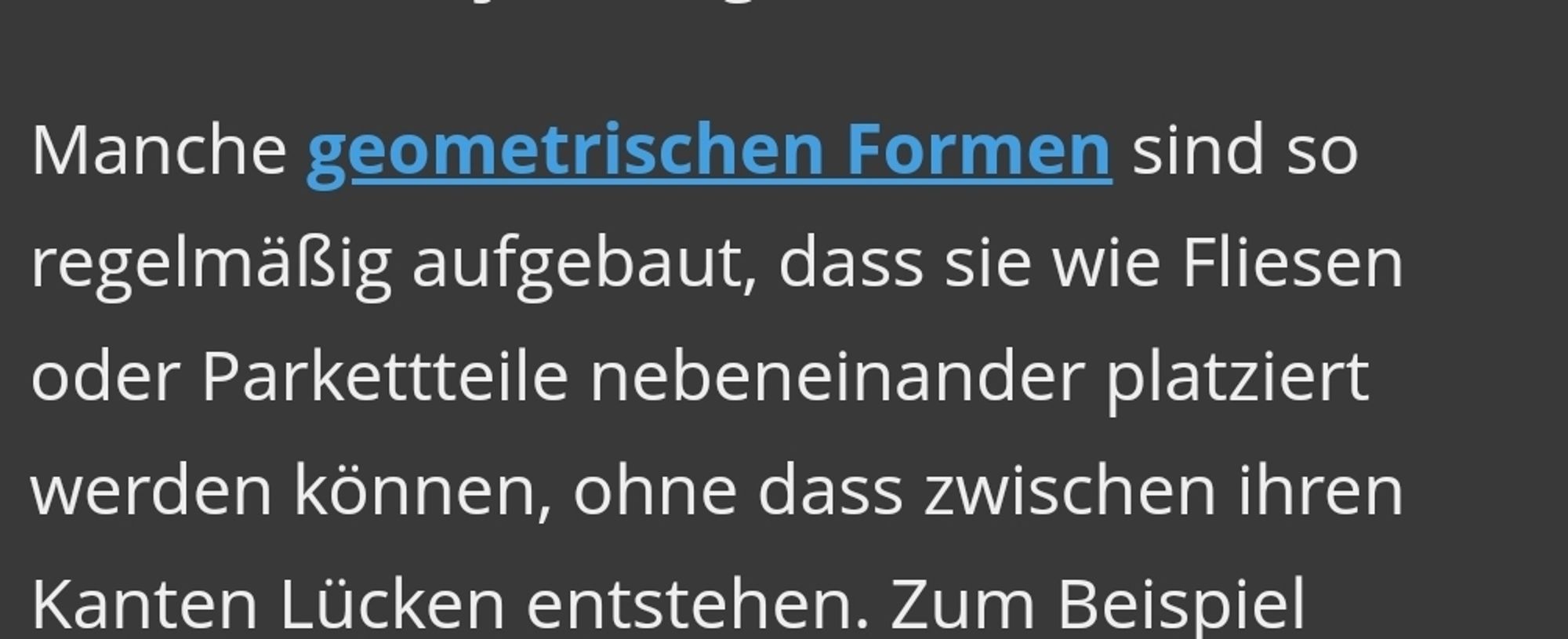 Ein Screenshot eines Artikels, in dem es um geometrische Formen geht