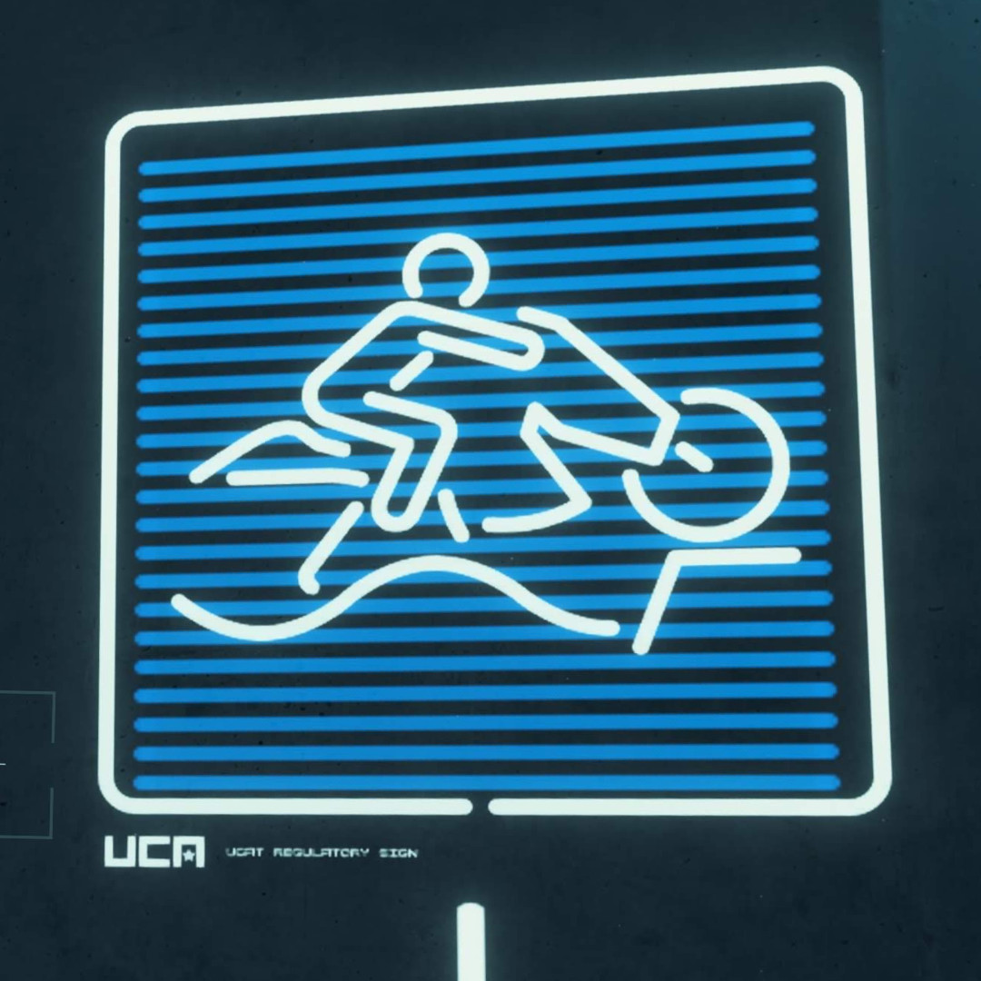 a sign showing a bike crossing water