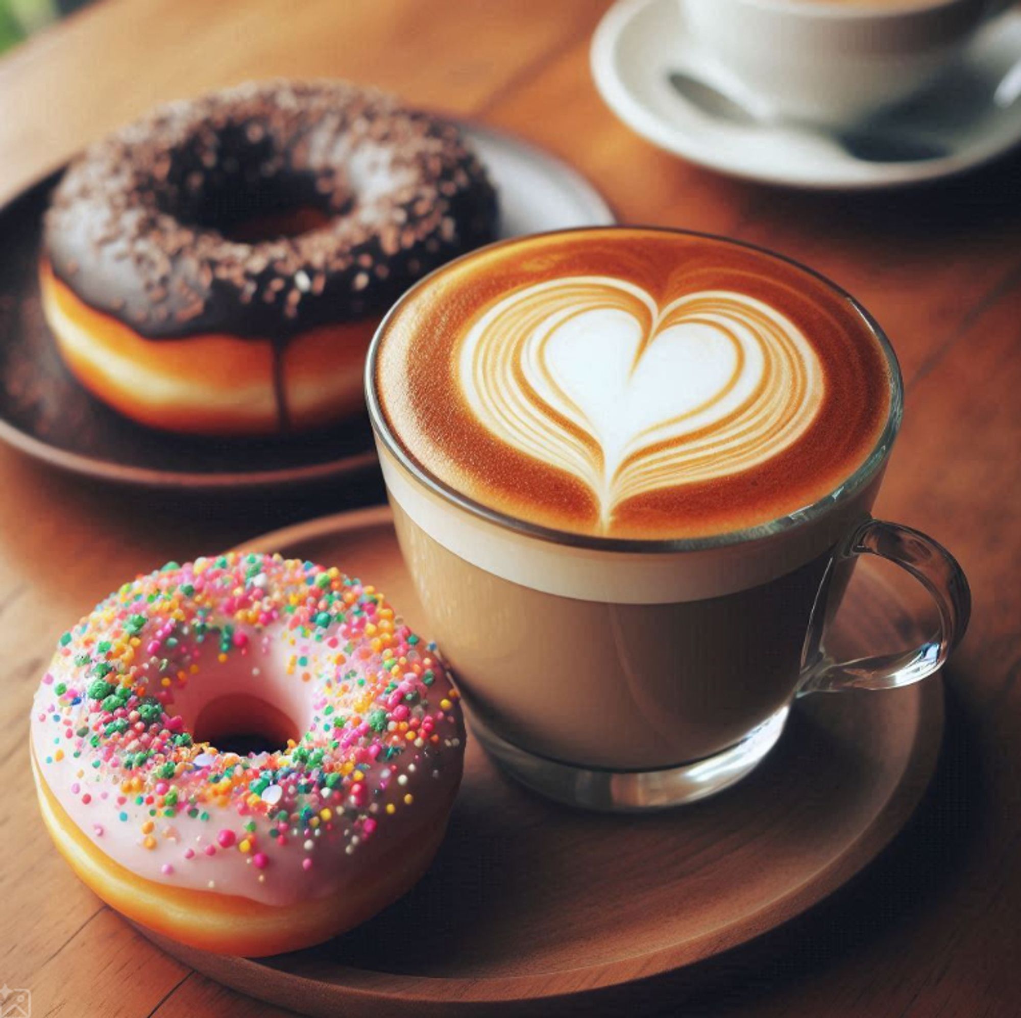 Café latte avec des doughnuts