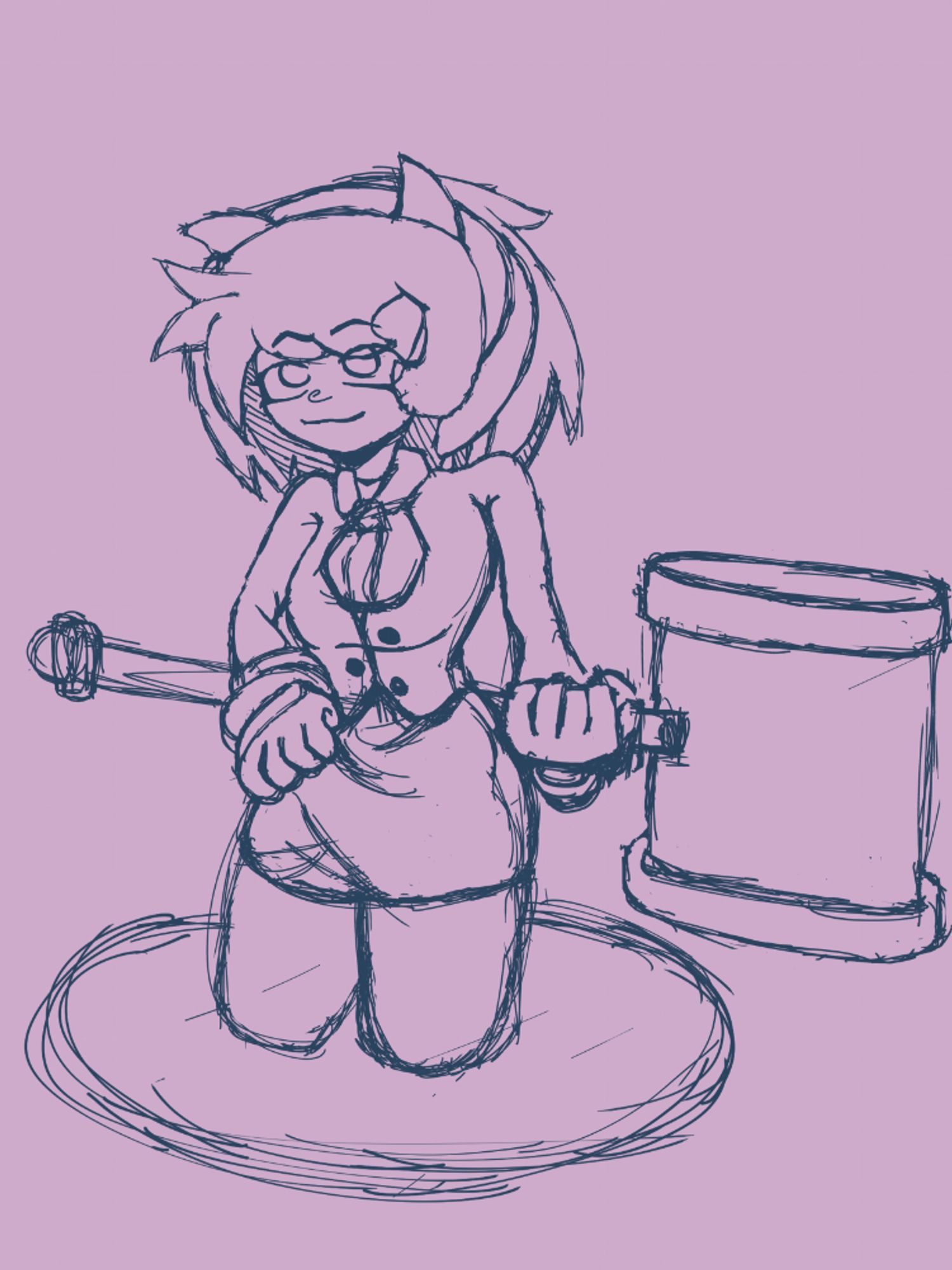 wip sketch of Amy Rose from Sonic The Hedgehog, She wears the full suit in the relationship