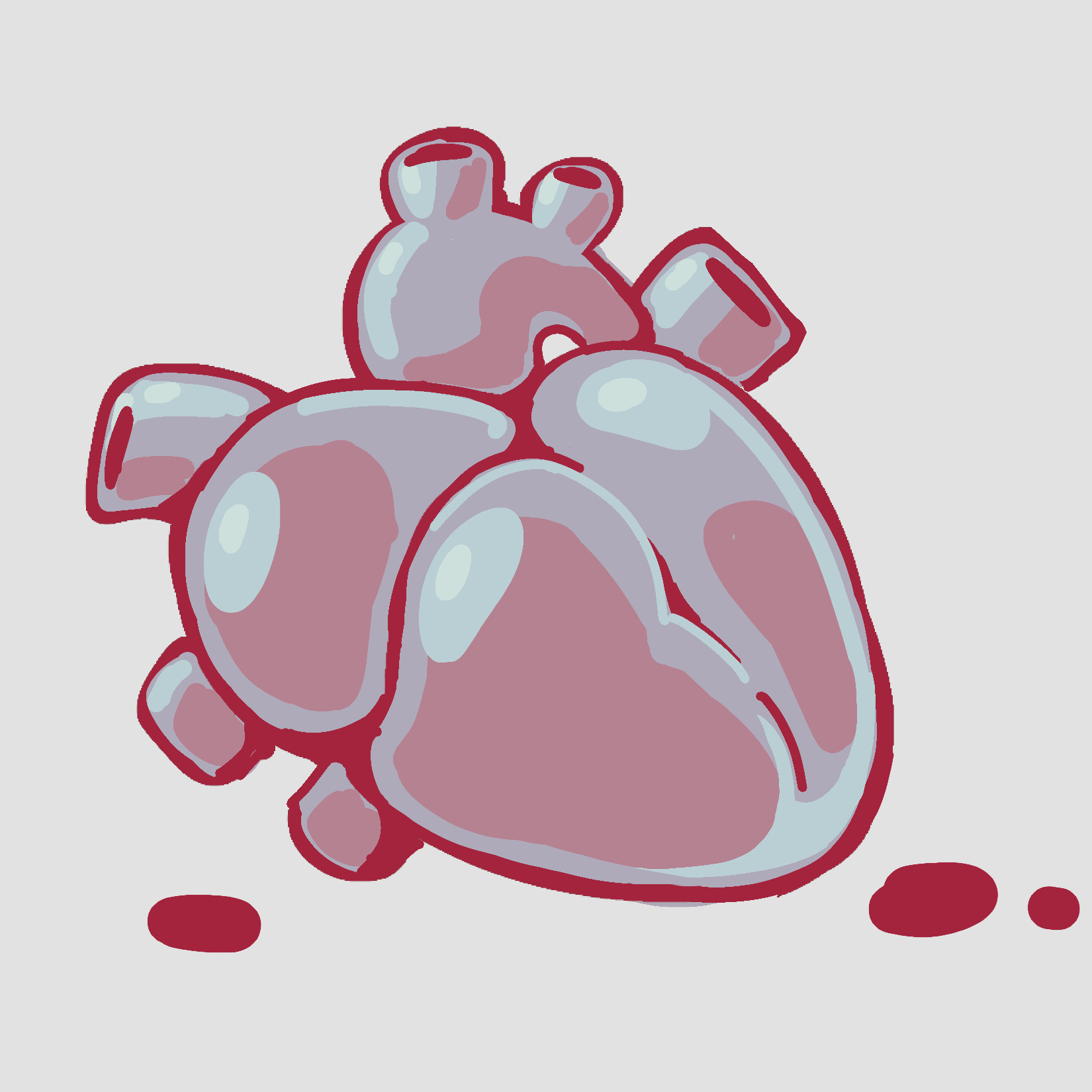 anatomical heart with a icy cold palette with some soft red undertones. palette similar to minos prime from ultrakill