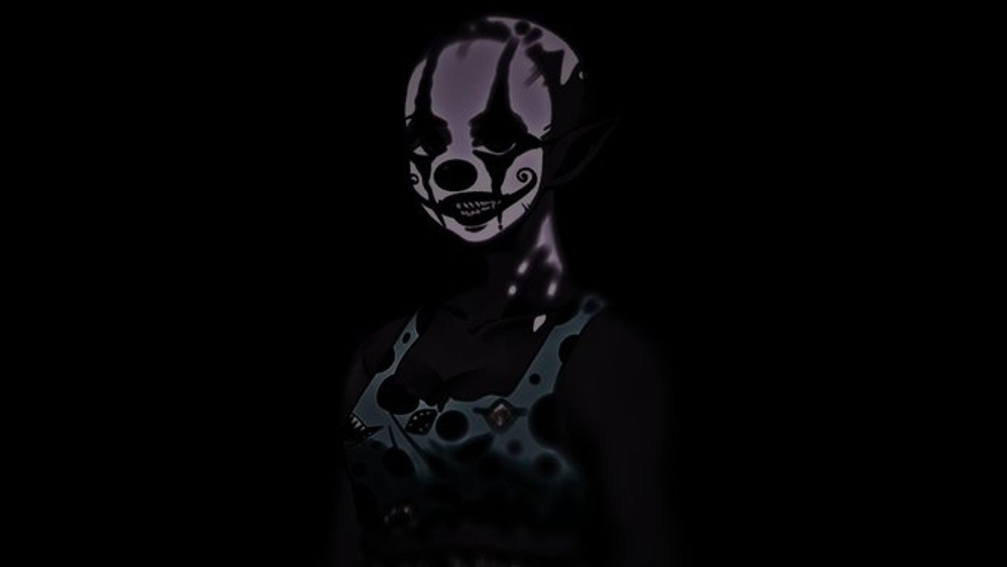 A dark af image of the new model. you can mostly see the clown make up and a bit of the top