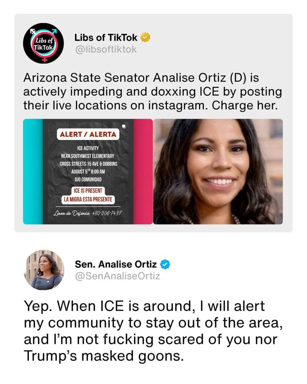State senator from Arizona vows to alert her community to ICE