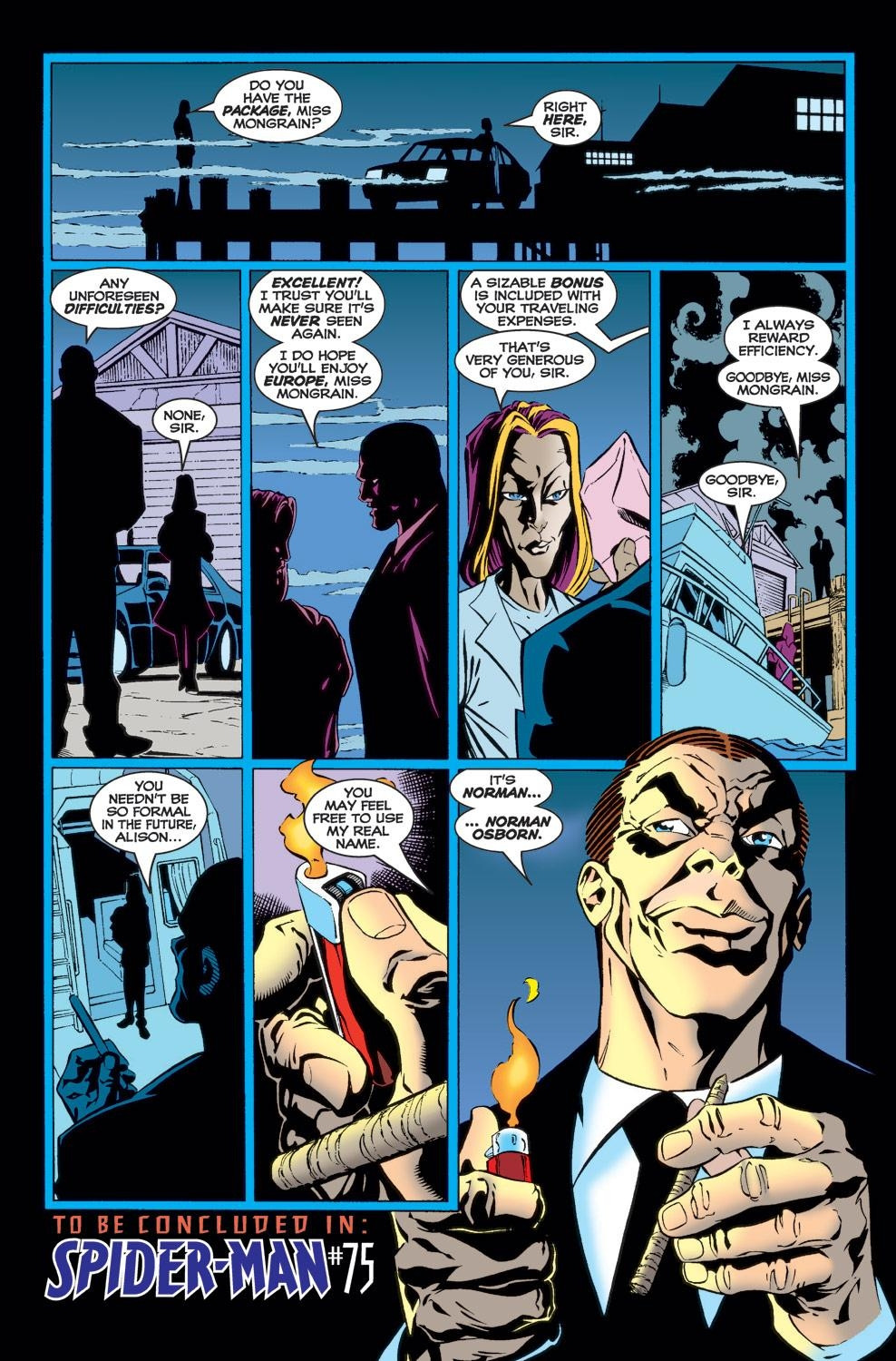 Norman osborn meeting with the nurse he paid to kidnap peter and mj's baby making her think she had a miscarrage 