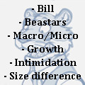 A thumbnail for a story. It reads:
- Bill
- Beastars
- Macro / Micro
- Growth
- Intimidation
- Size difference