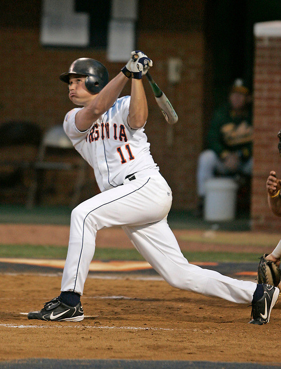 photograph of university of virginia baseball player ryan zimmerman swinging a bat