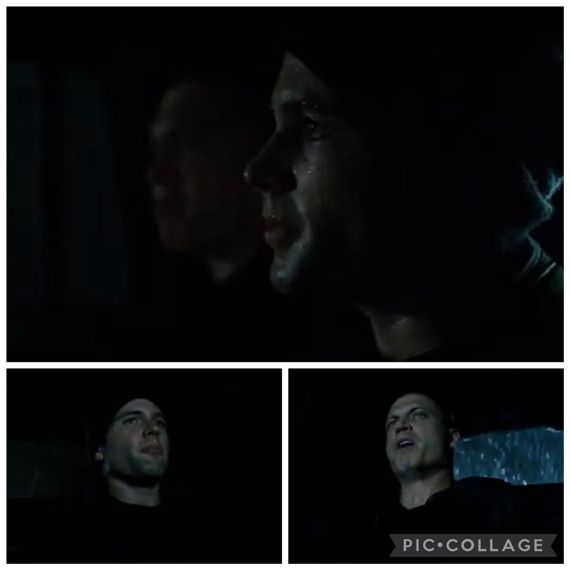 Three stills from the car crash scene in Fight Club showing Holt McCallany (Mindhunter) and Eion Bailey (From) in the back seat of the car.