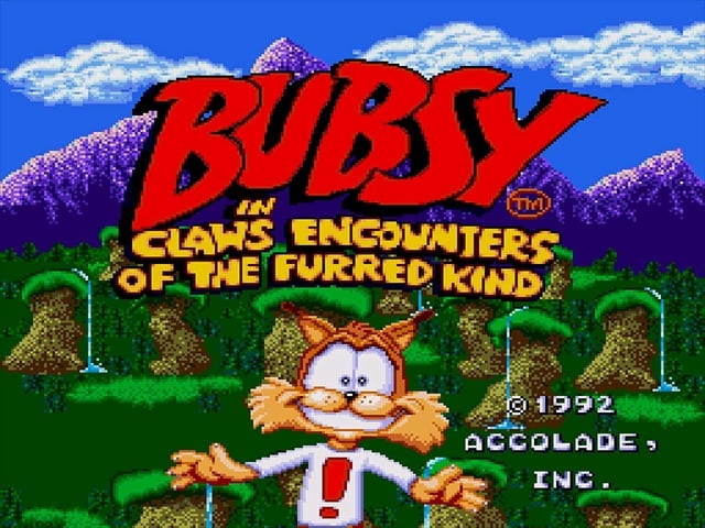 The Starting screen of the game Bubsy